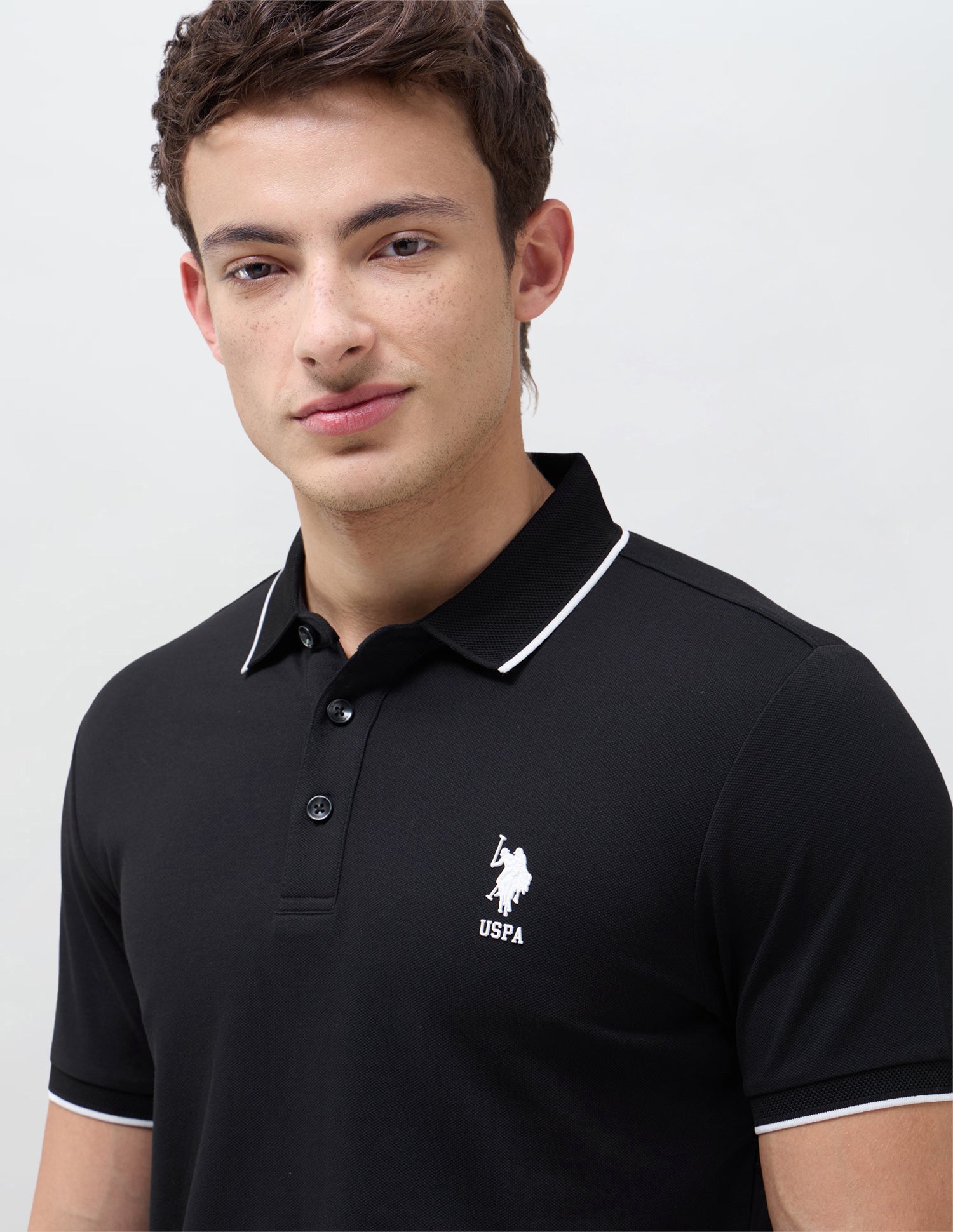 Solid Slim Fit Polo Shirt Black - U.S. Polo Assn. India | Large