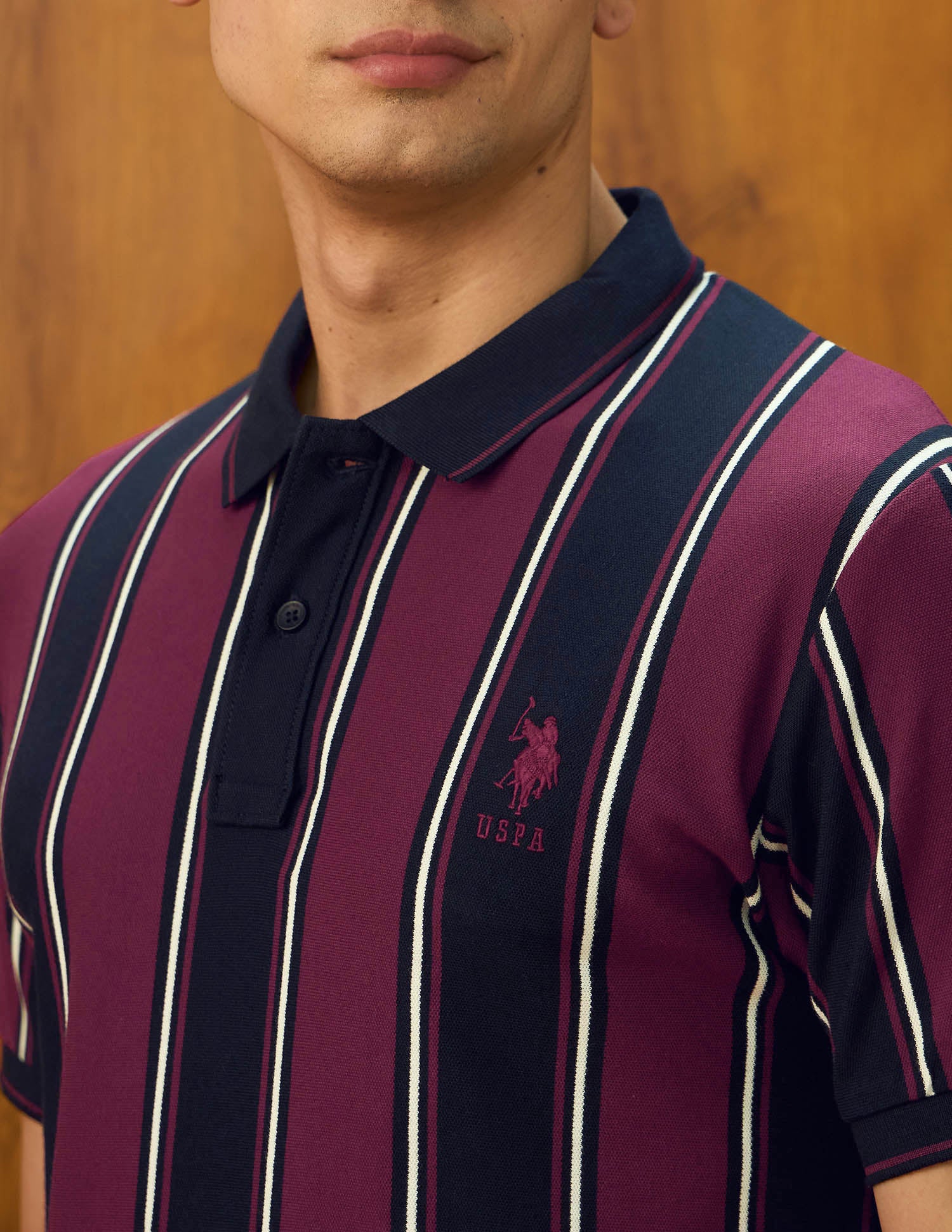 Vertical Striped Varsity Theatre Polo Shirt Maroon - U.S. POLO ASSN. | Large