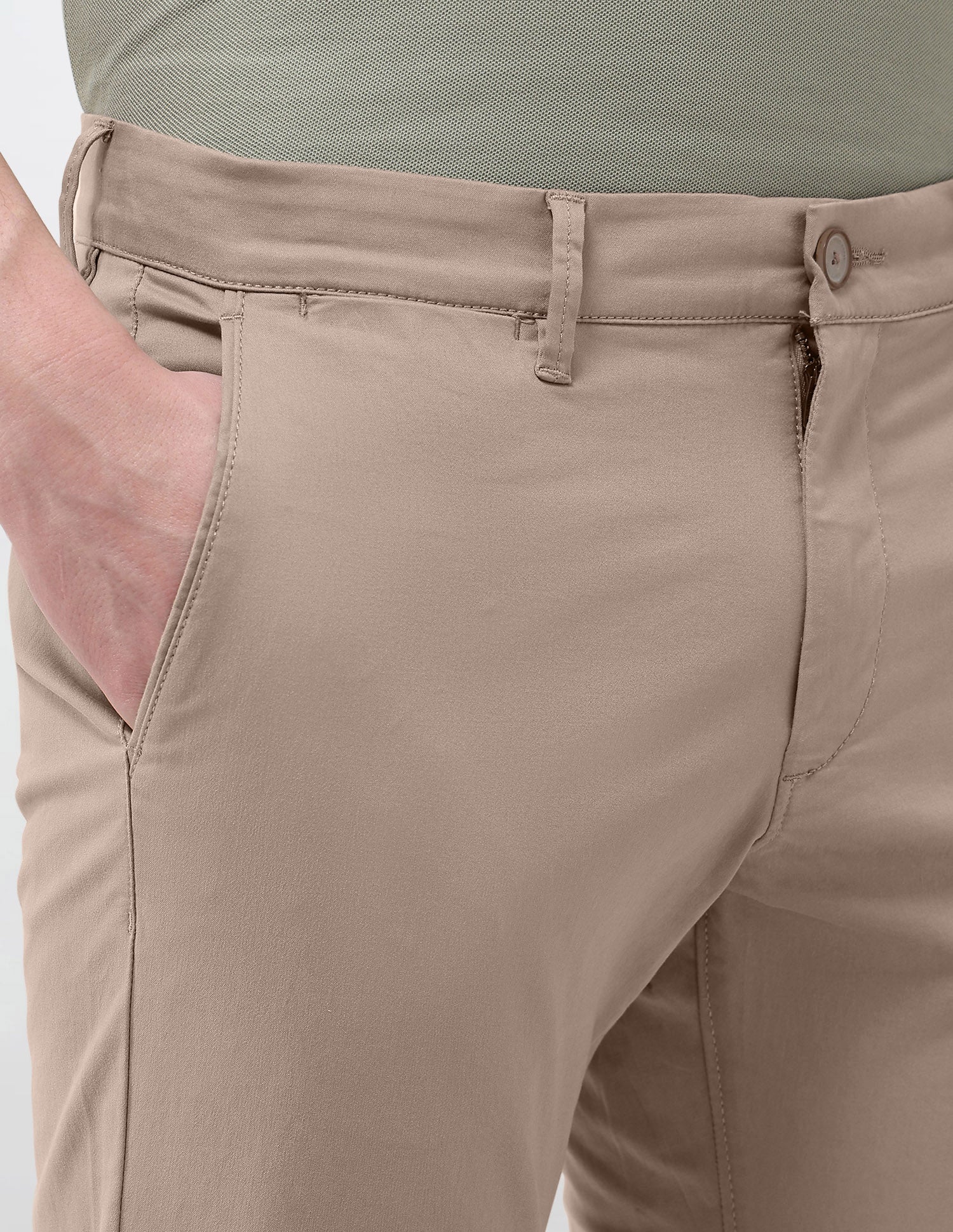 Denver Slim Fit Satin Trousers Taupe Grey - U.S. Polo Assn. India | Large