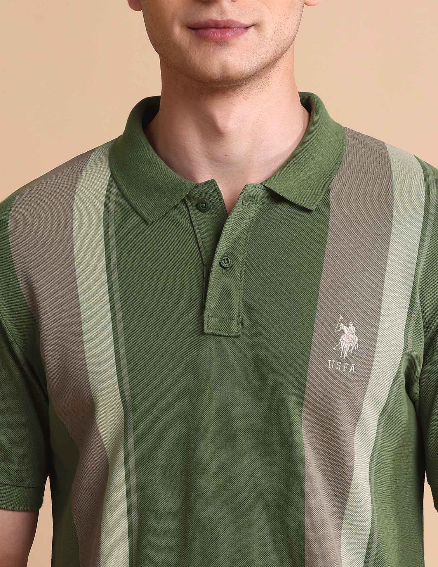 Colourblocked Slim Fit Polo Shirt Light Olive - U.S. POLO ASSN. | Large