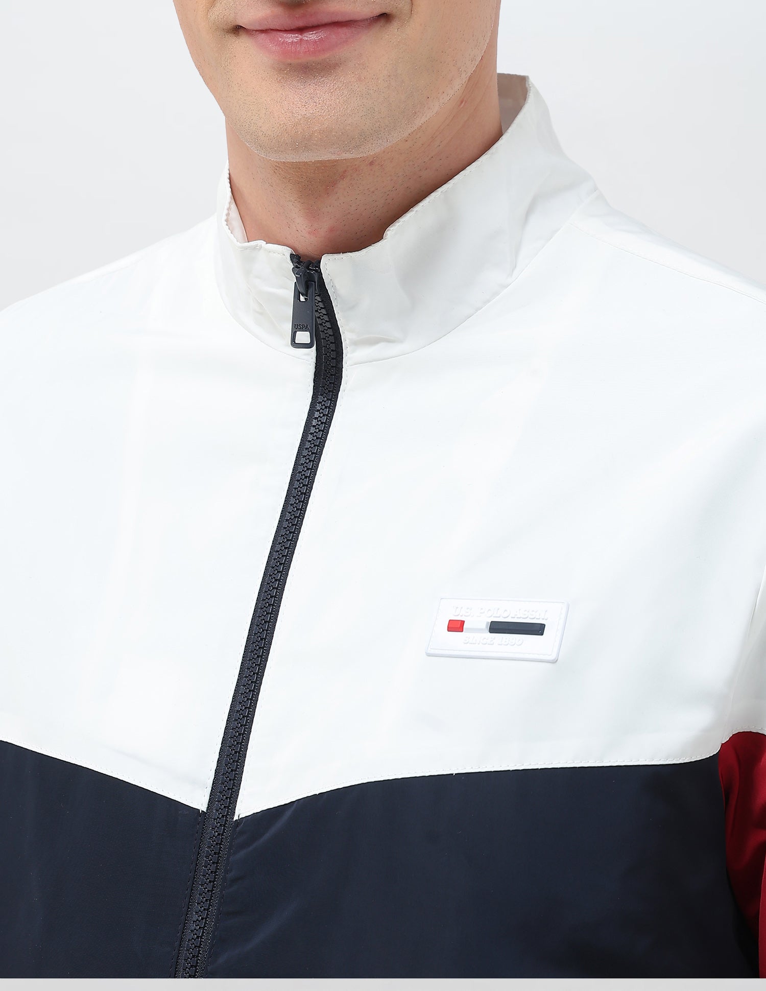 Colour Blocked Windcheater Jacket White - U.S. POLO ASSN. | Large