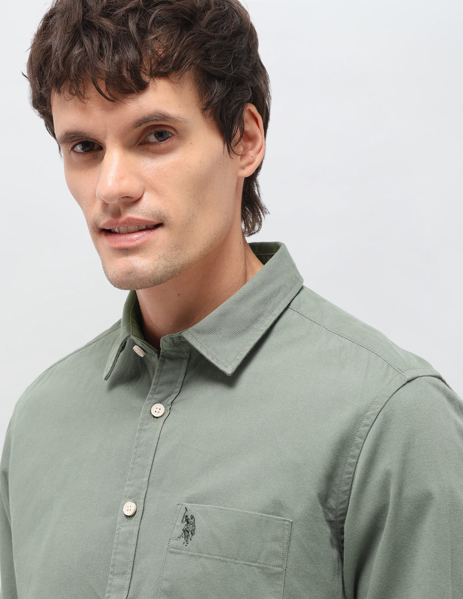 Solid Regular Fit Shirt Green - U.S. Polo Assn. India | Large
