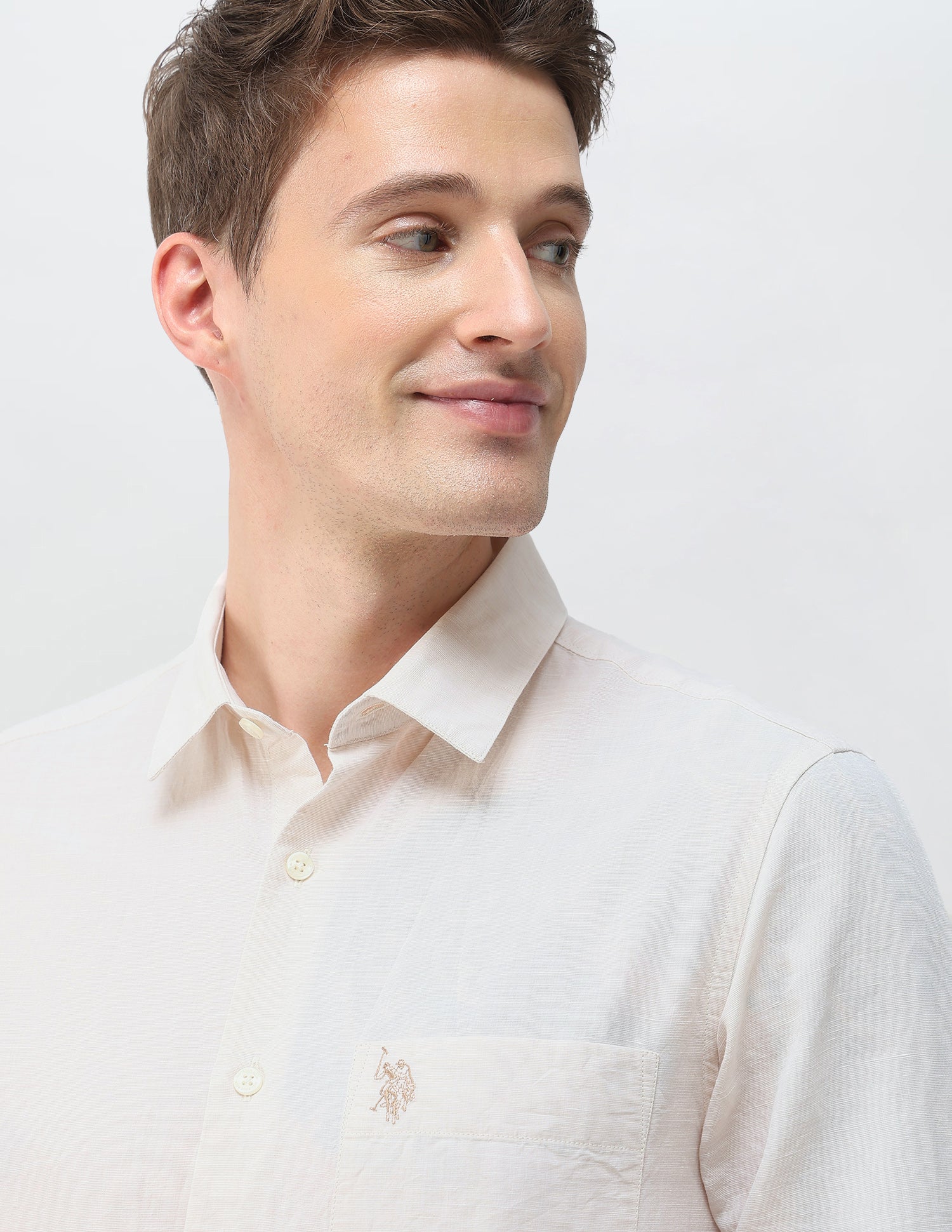 Solid Regular Fit Shirt Ivory - U.S. Polo Assn. India | Large