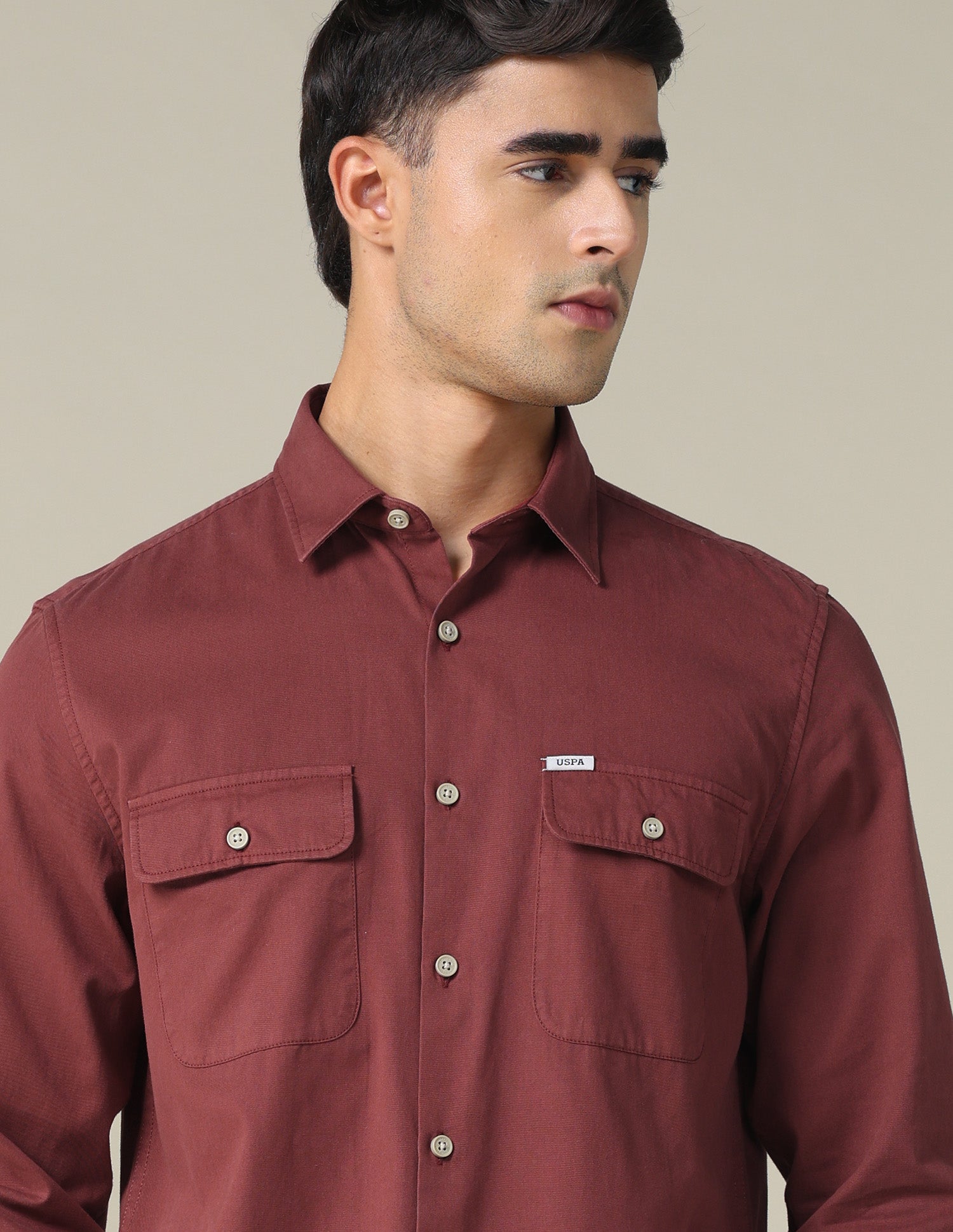 Twill Relaxed Fit Shirt Rust - U.S. POLO ASSN. | Large