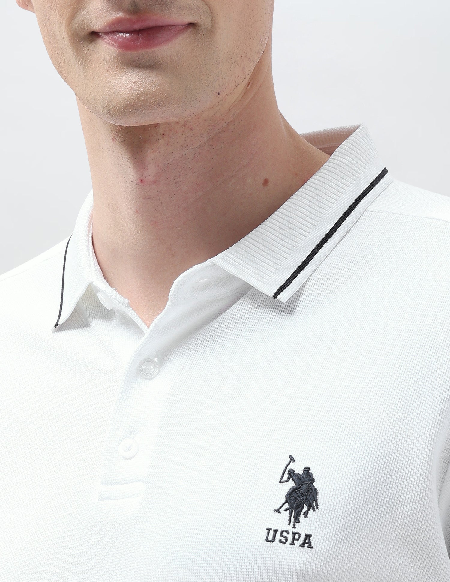 Textured Regular Fit Polo Shirt White - U.S. POLO ASSN. | Large