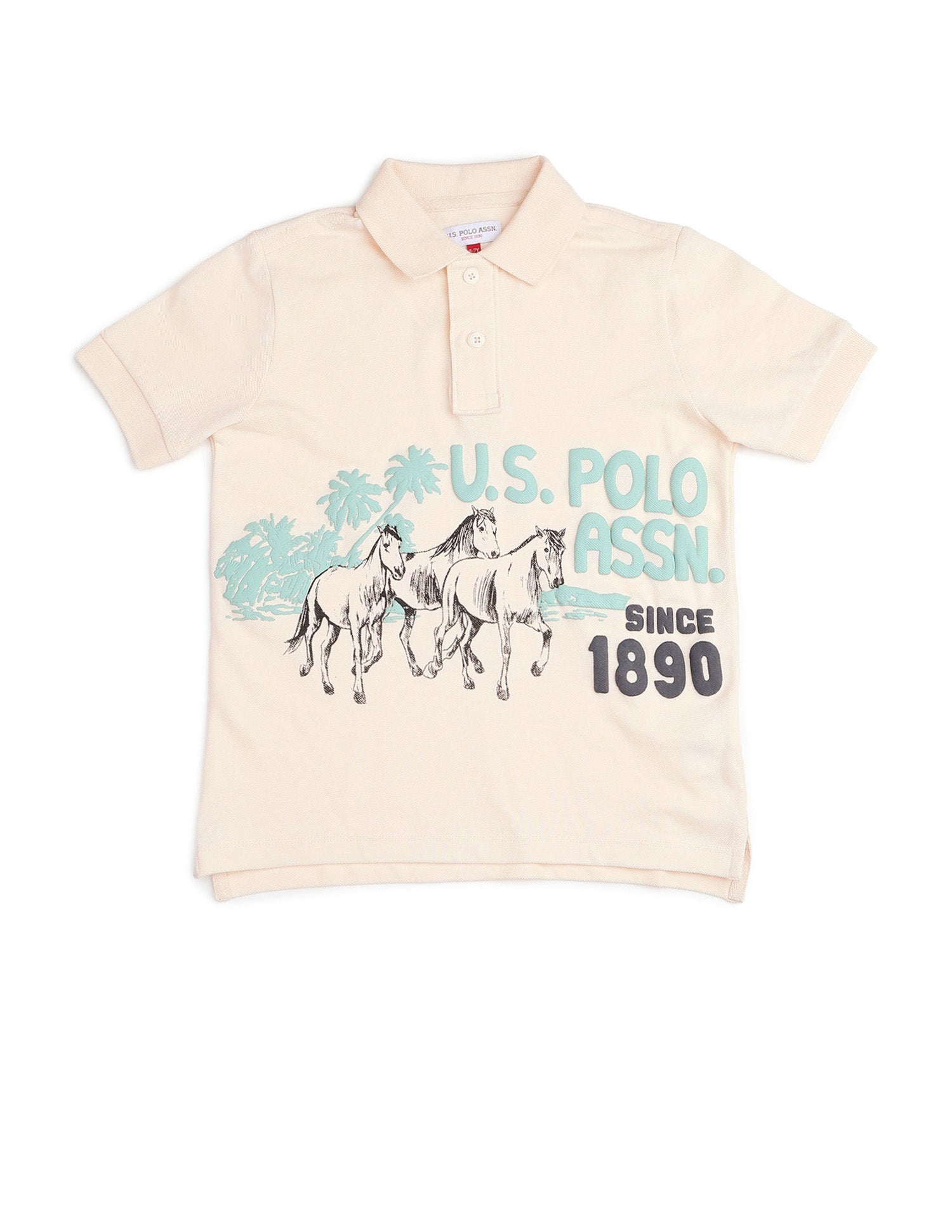 Boys Graphic Brand Printed Polo Shirt White - U.S. POLO ASSN. | Large