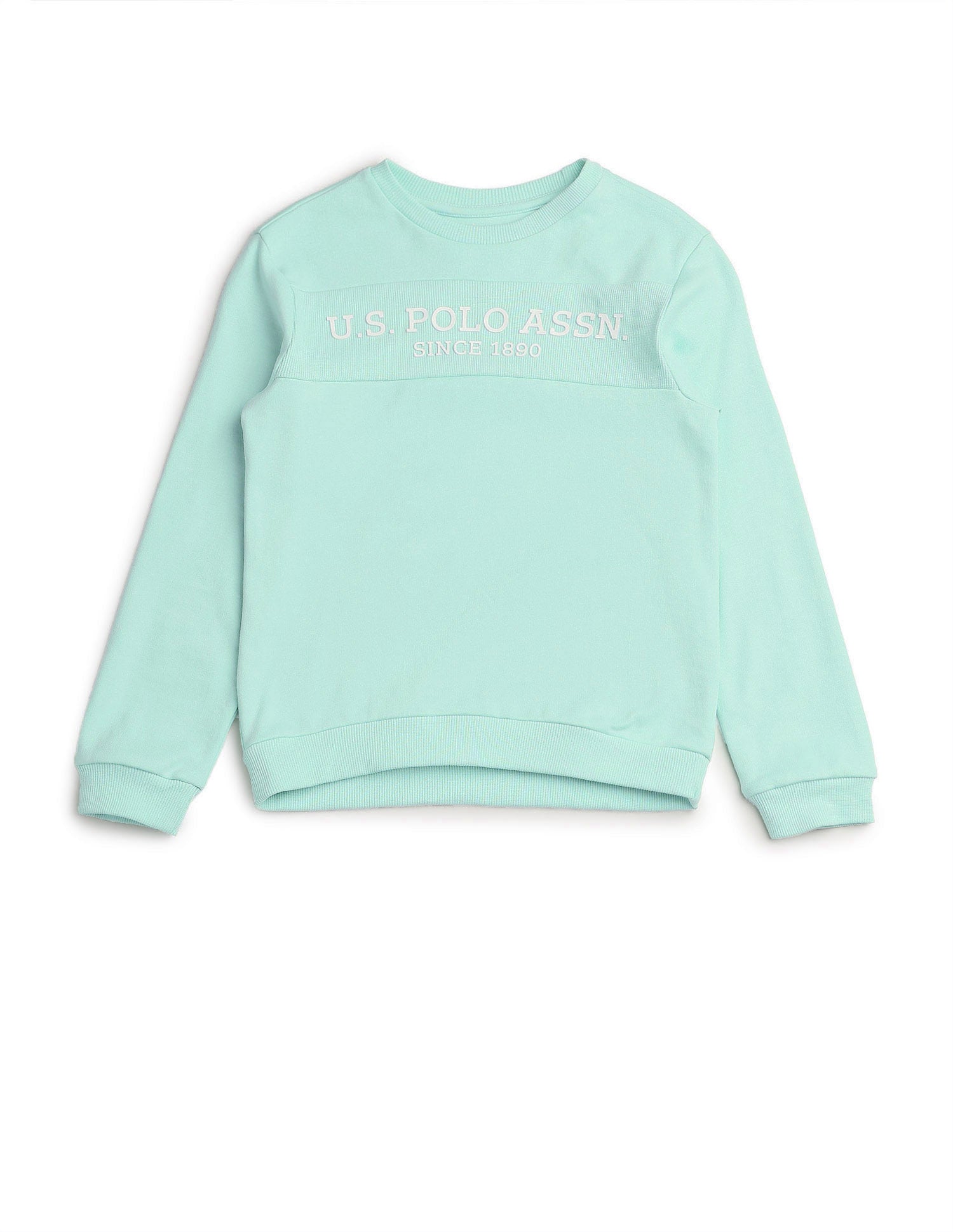 Boys Brand Embossed Regular Fit Sweatshirt Light Green - U.S. POLO ASSN. | Large