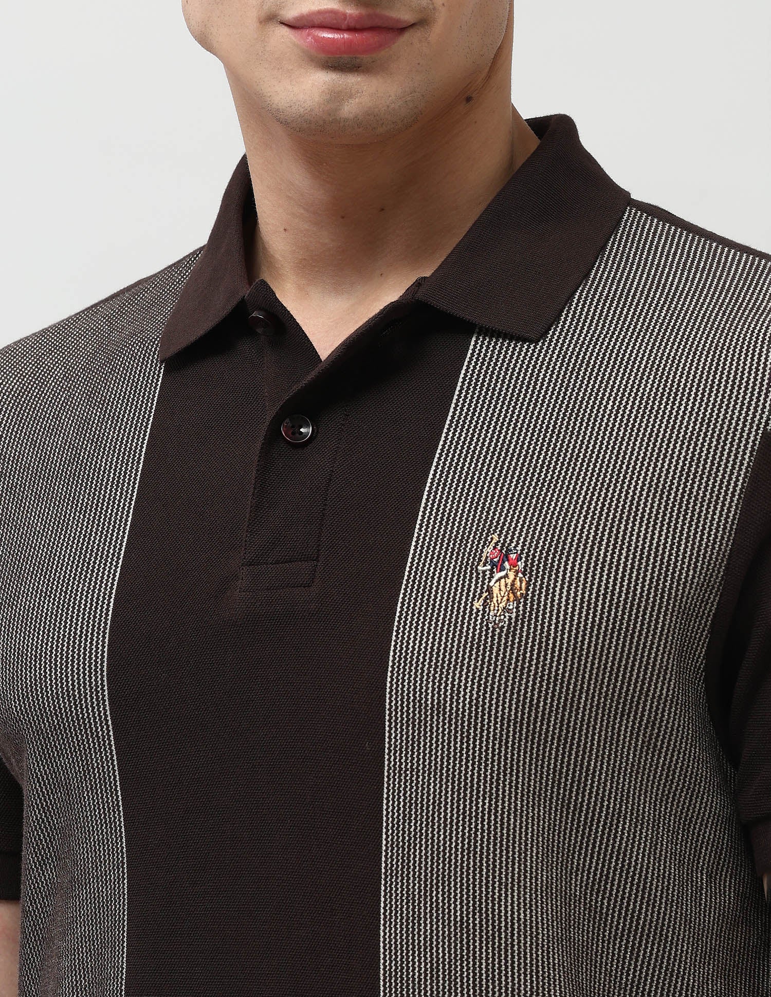 Pure Cotton Muscle Fit Polo Shirt Dark Brown - U.S. POLO ASSN. | Large
