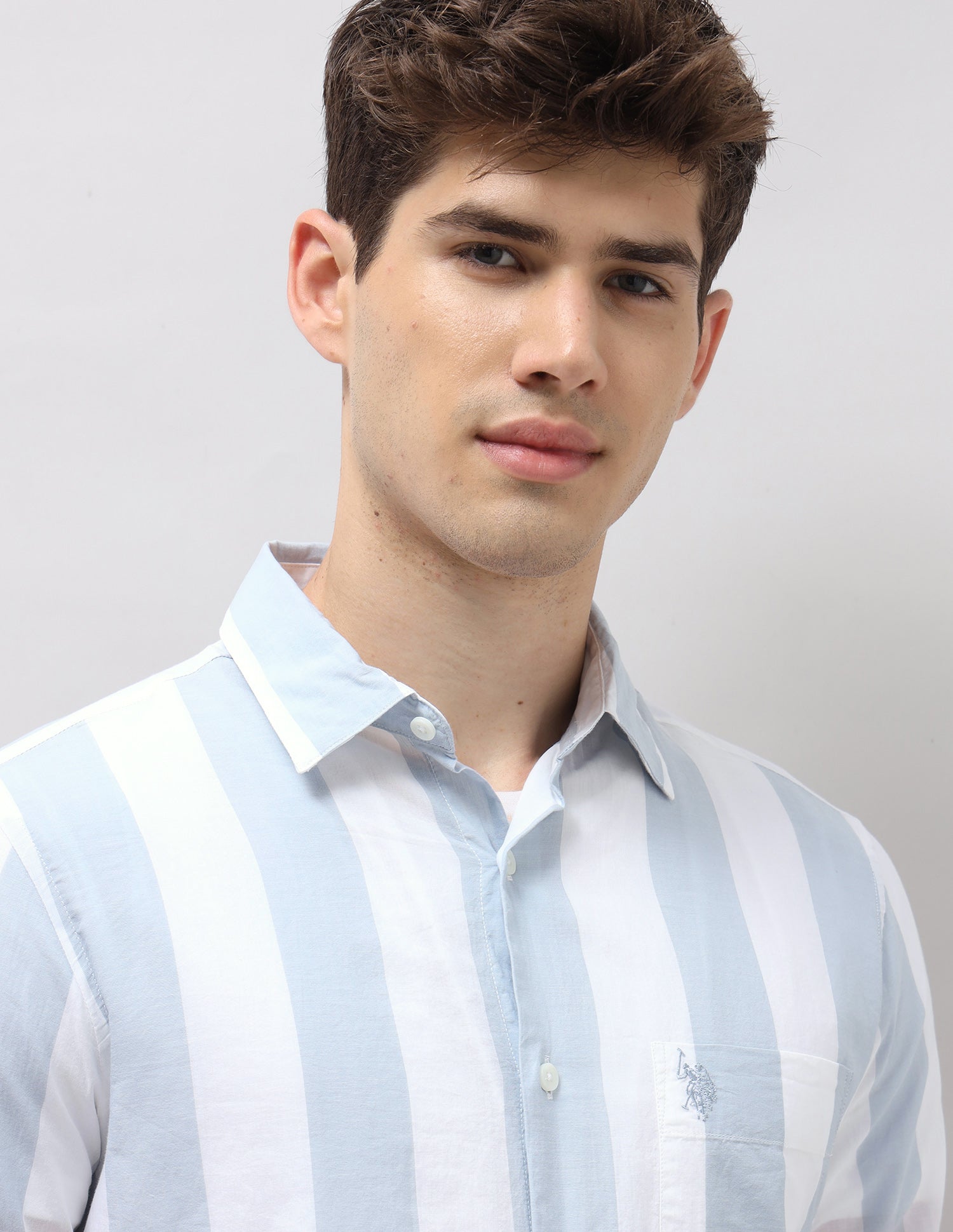 Vertical Striped Regular Fit Shirt Teal - U.S. Polo Assn. India | Large