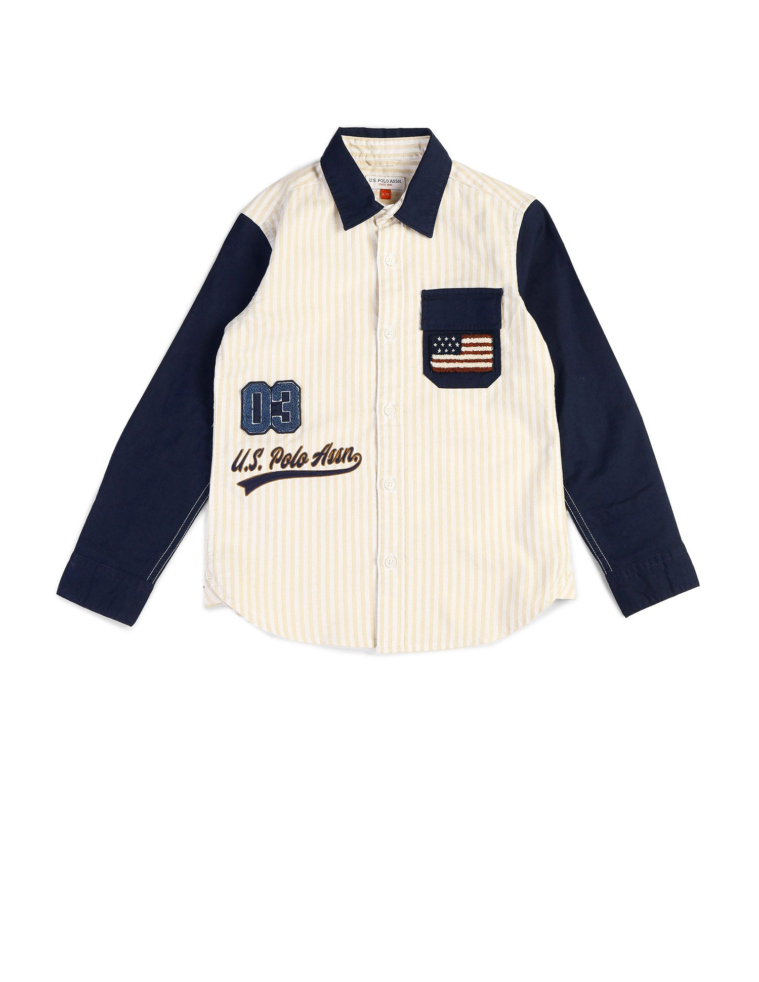 Boys Brand Embroidered Regular Fit Shirt Natural - U.S. POLO ASSN. | Large