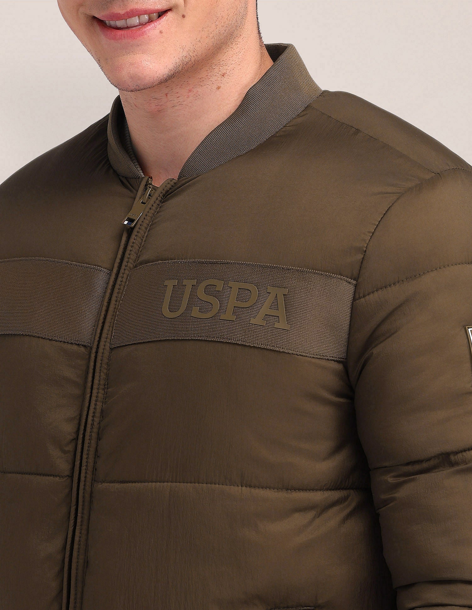 Regular Fit Solid Padded Jacket Brown - U.S. POLO ASSN. | Large