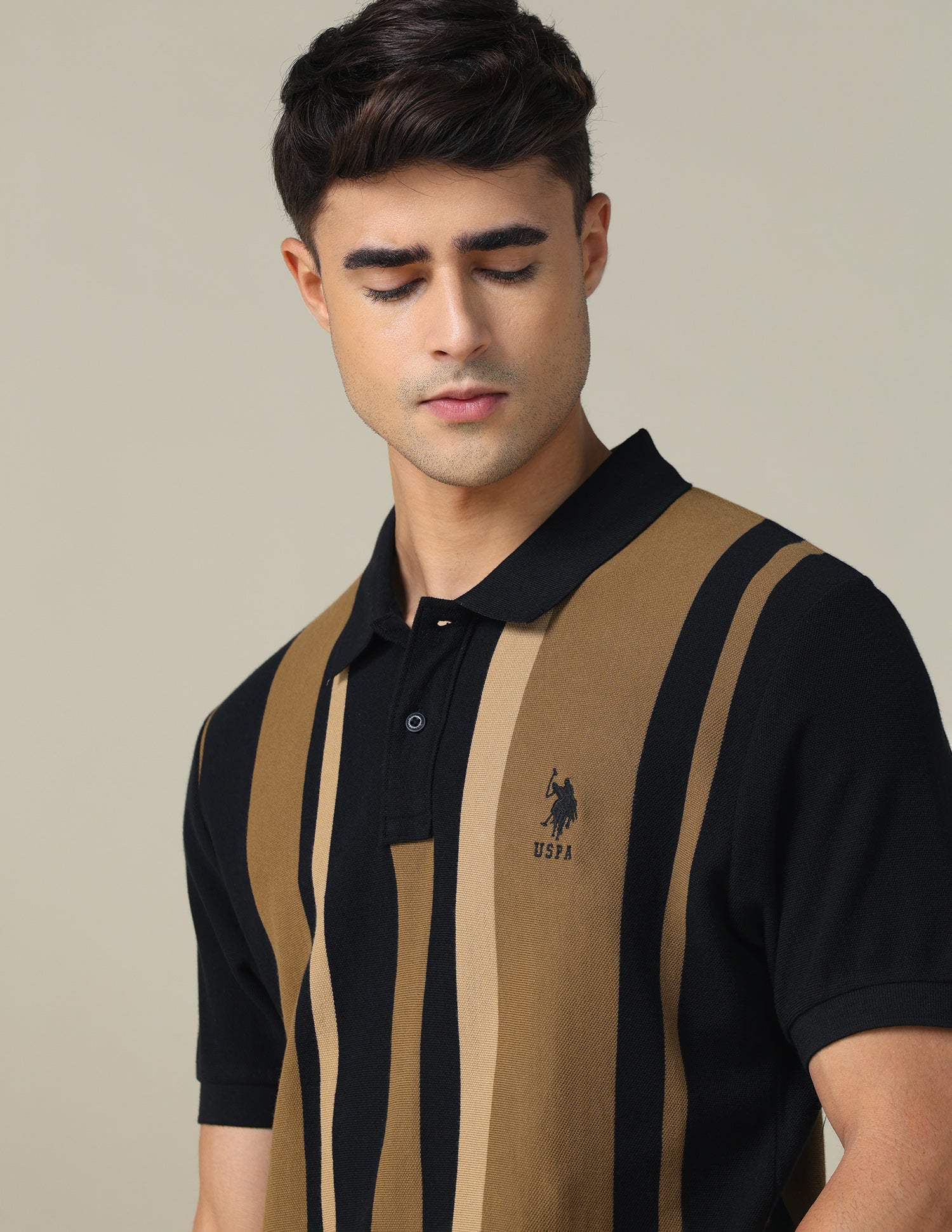 Vertical Striped Regular Fit Polo Shirt Black - U.S. POLO ASSN. | Large