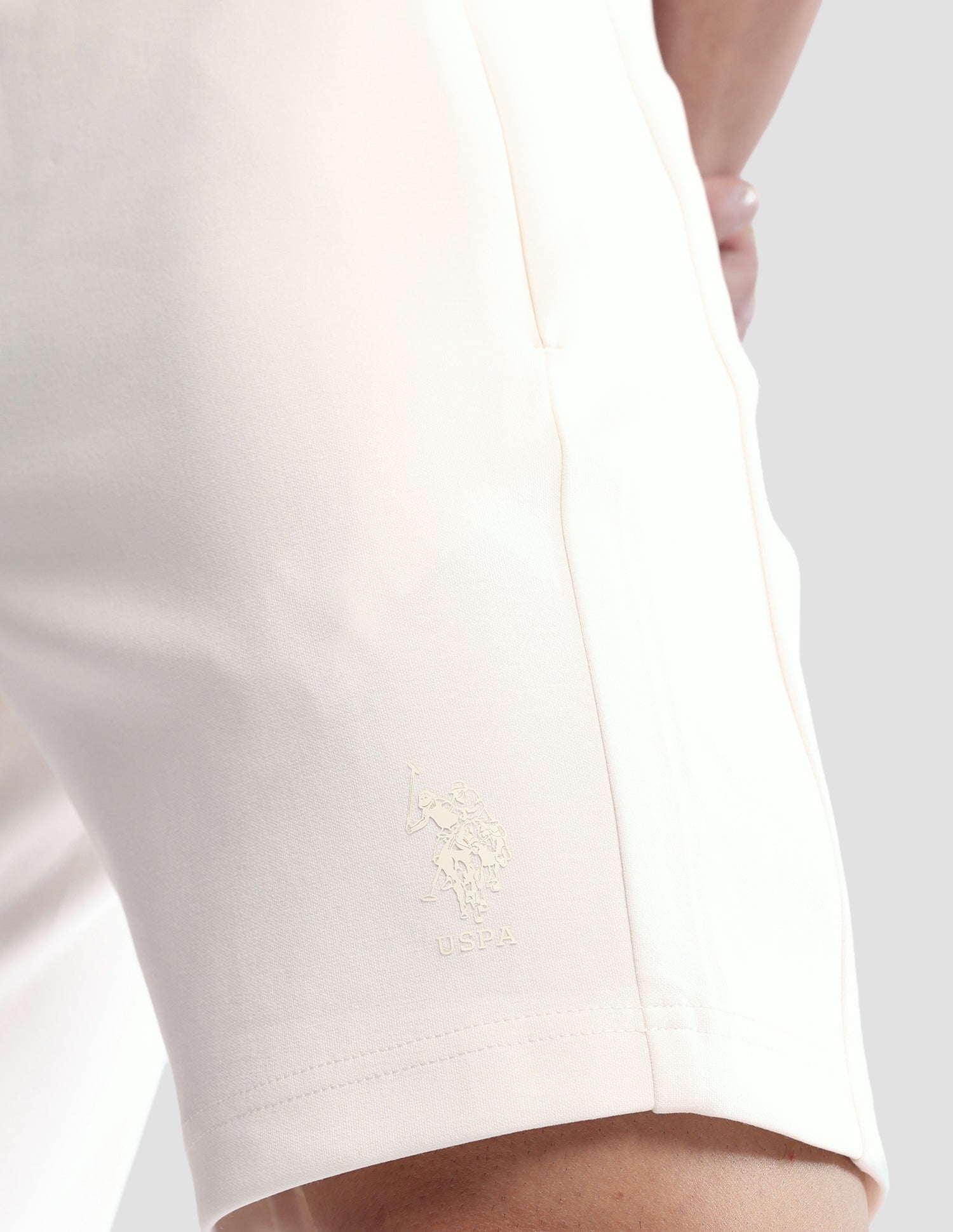 Mid Rise Solid Active Shorts Off White - U.S. Polo Assn. India | Large