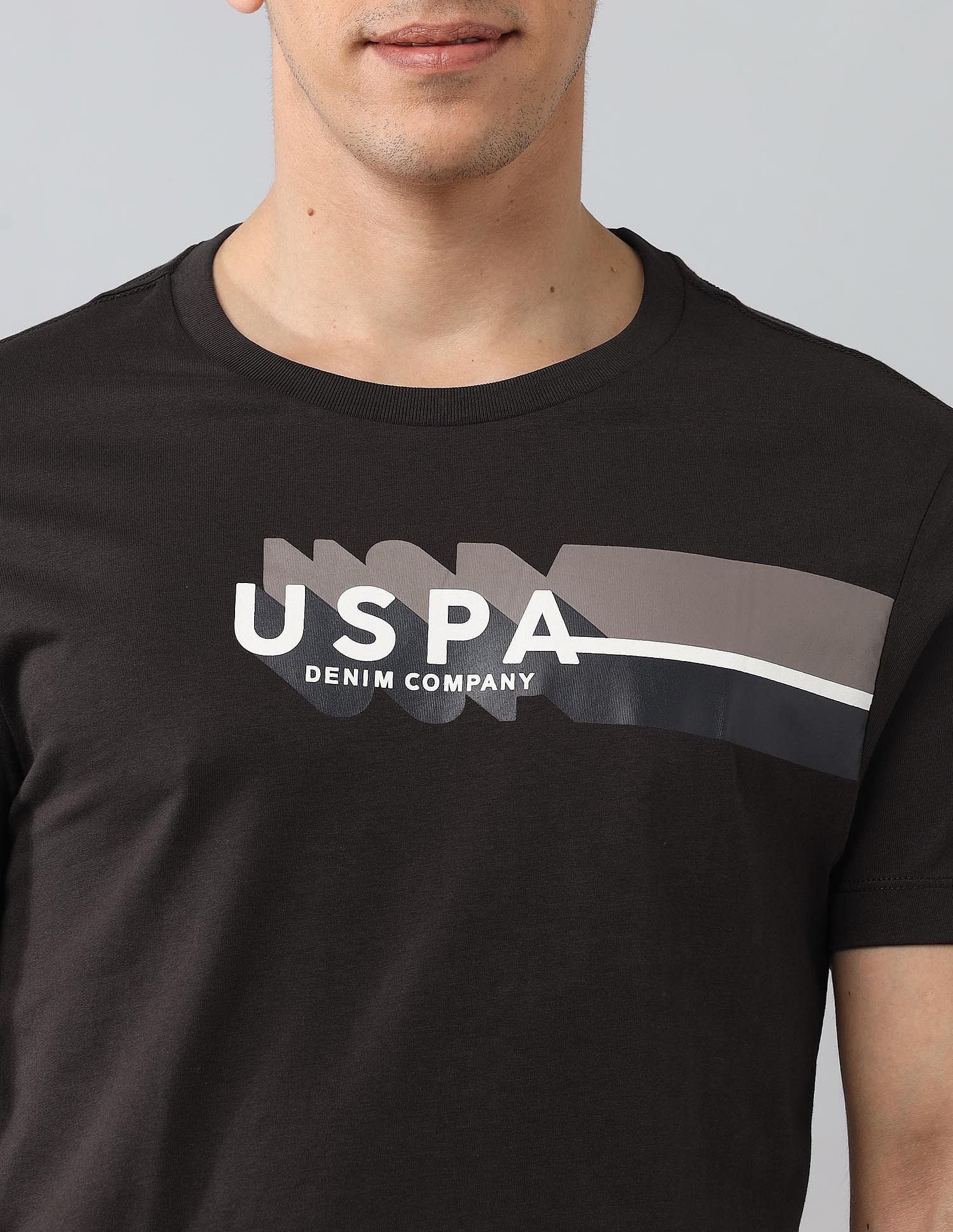 Muscle Fit Brand Printed T-Shirt Dark Brown - U.S. Polo Assn. India | Large