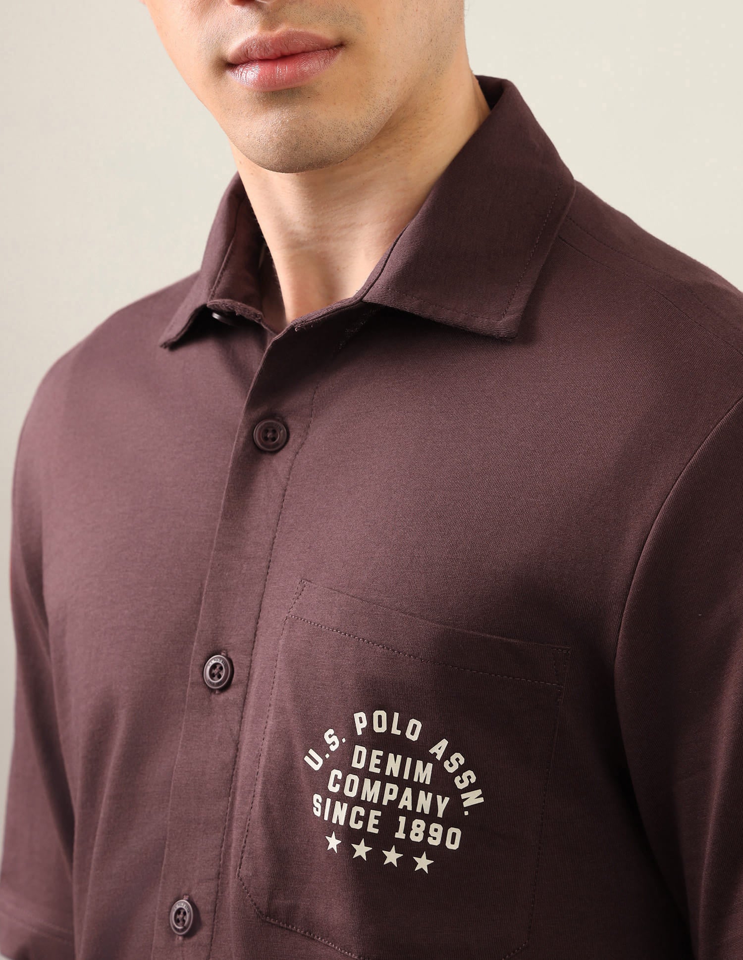 Typographic Brand Printed Knitted Shirt Red - U.S. Polo Assn. India | Large