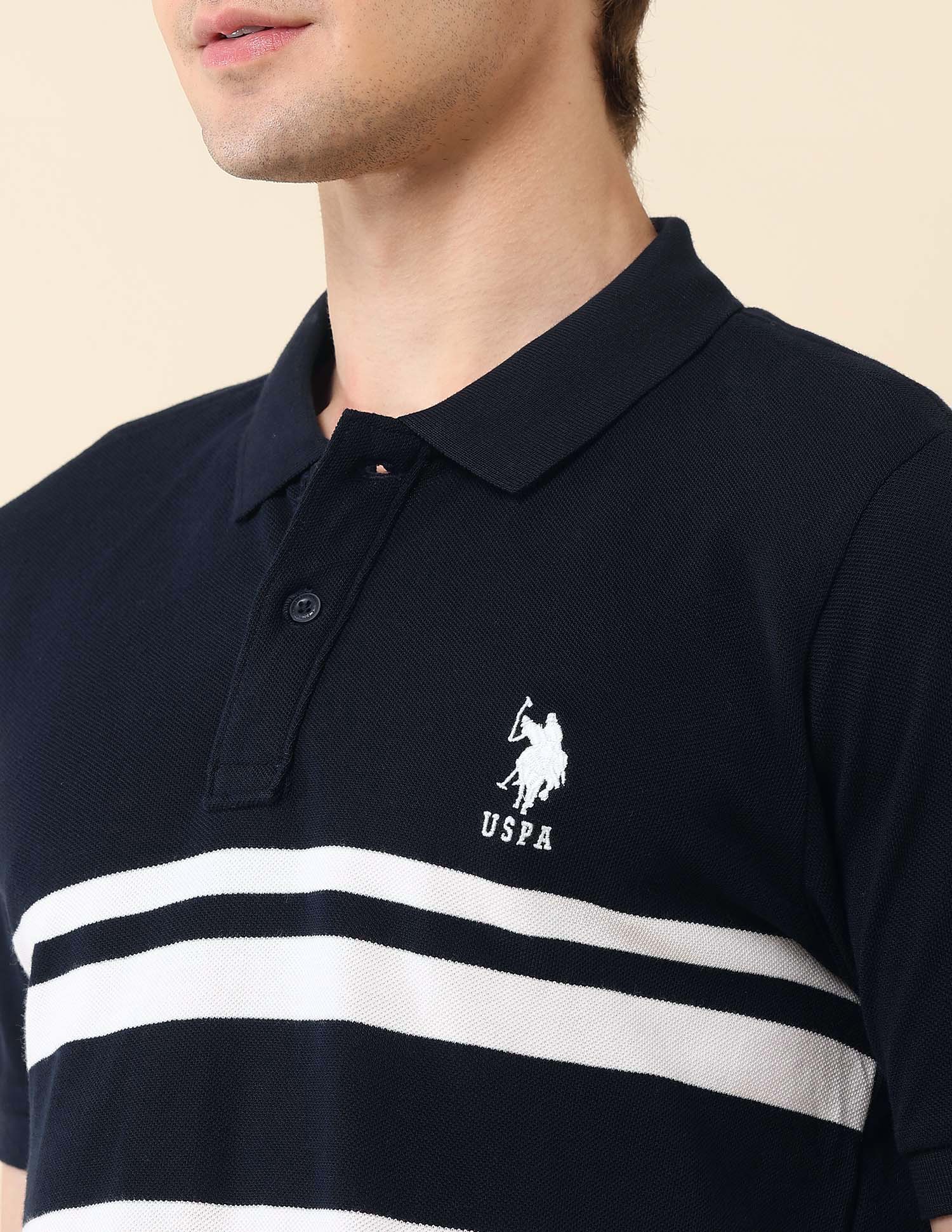 Horizontal Striped Classic Polo Shirt Navy - U.S. Polo Assn. India | Large
