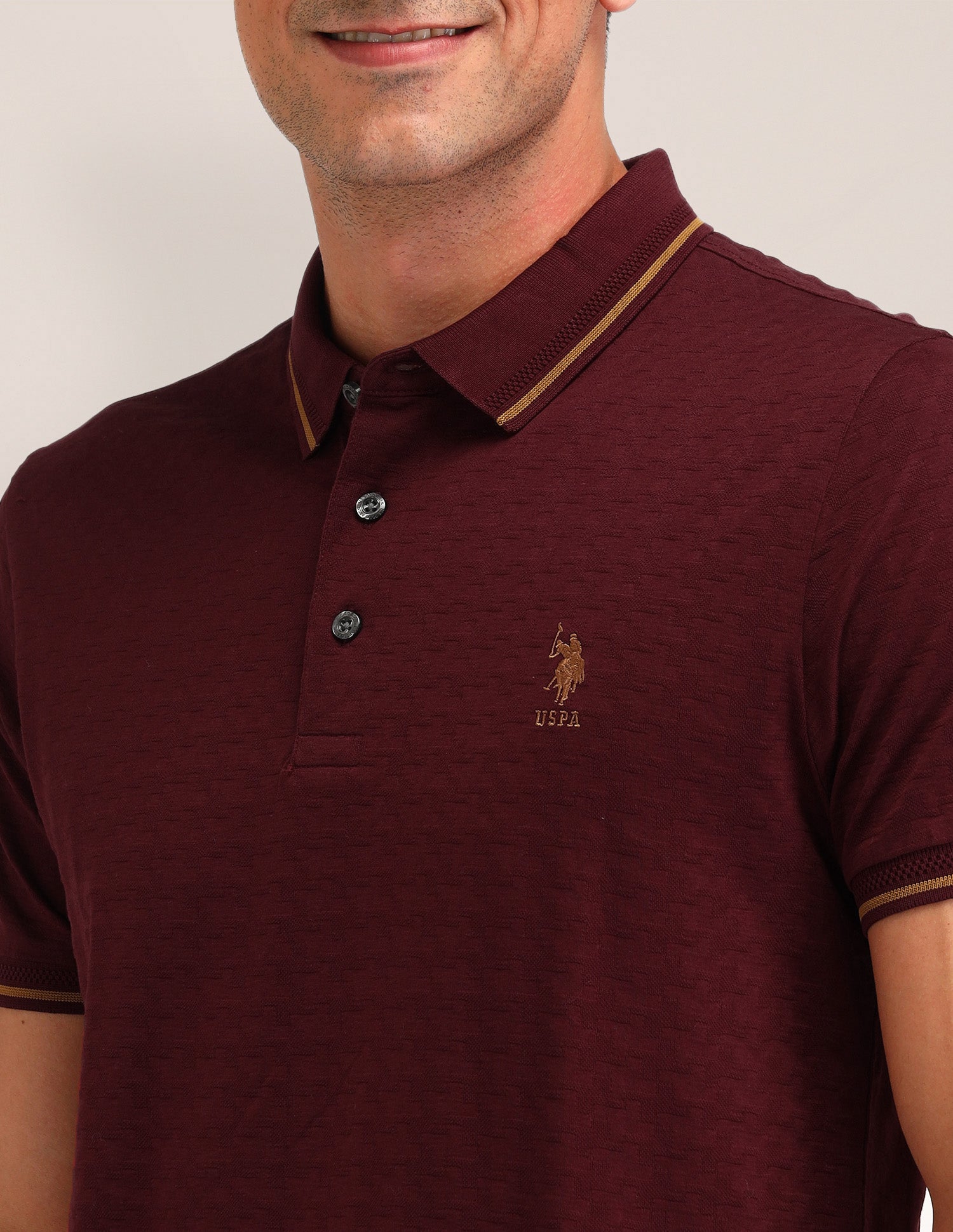 Textured Slim Fit Polo Shirts Maroon - U.S. Polo Assn. India | Large