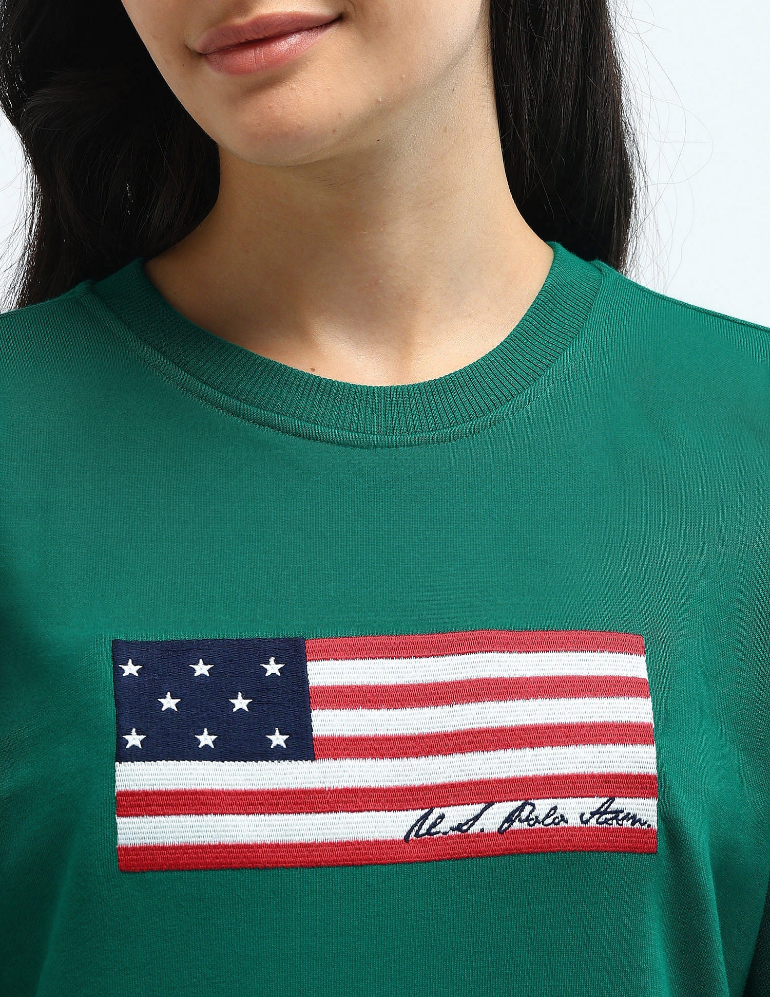 Brand Print Drop Shoulder Sweatshirt Green - U.S. POLO ASSN. | Large