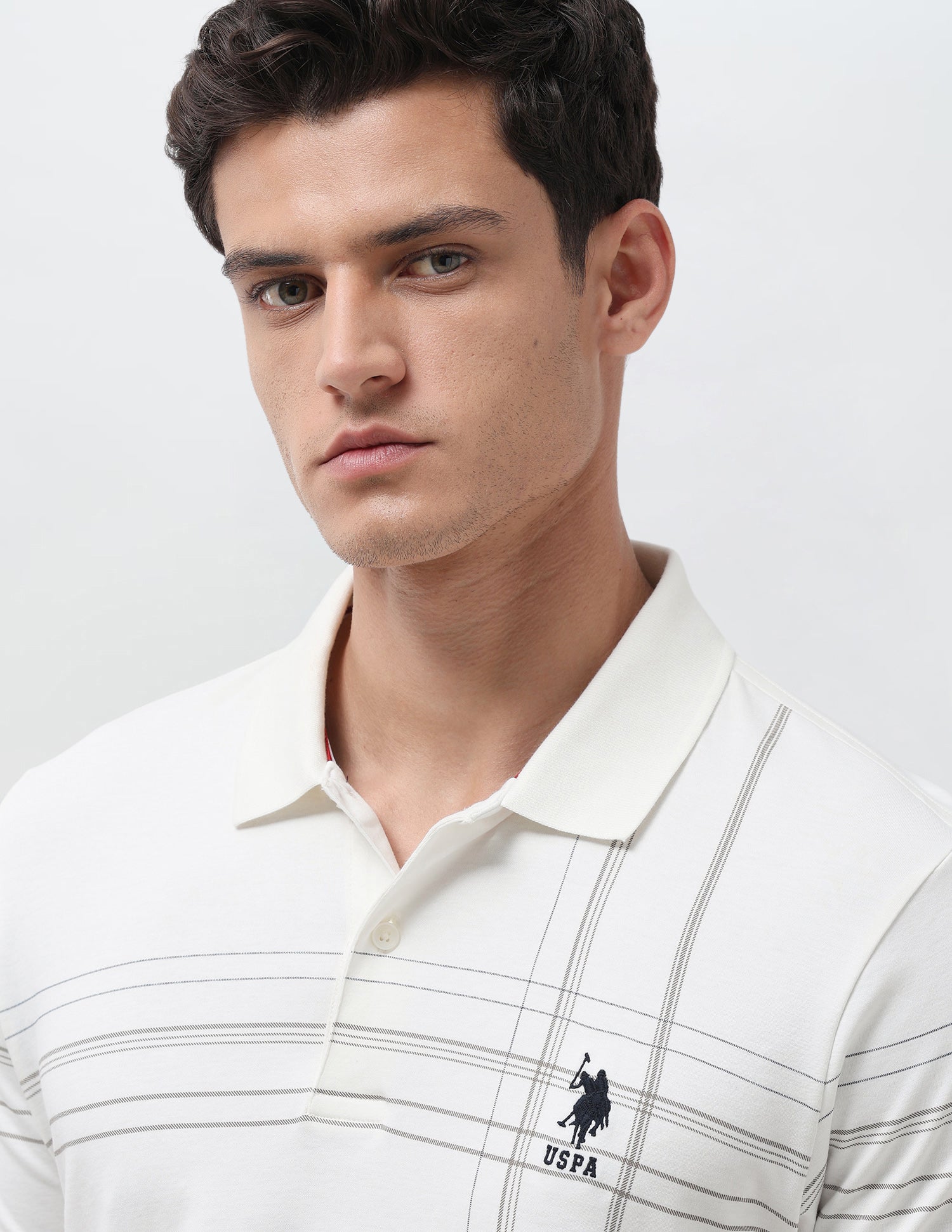 Vertical Striped Slim Fit Polo Shirt Off White - U.S. Polo Assn. India | Large