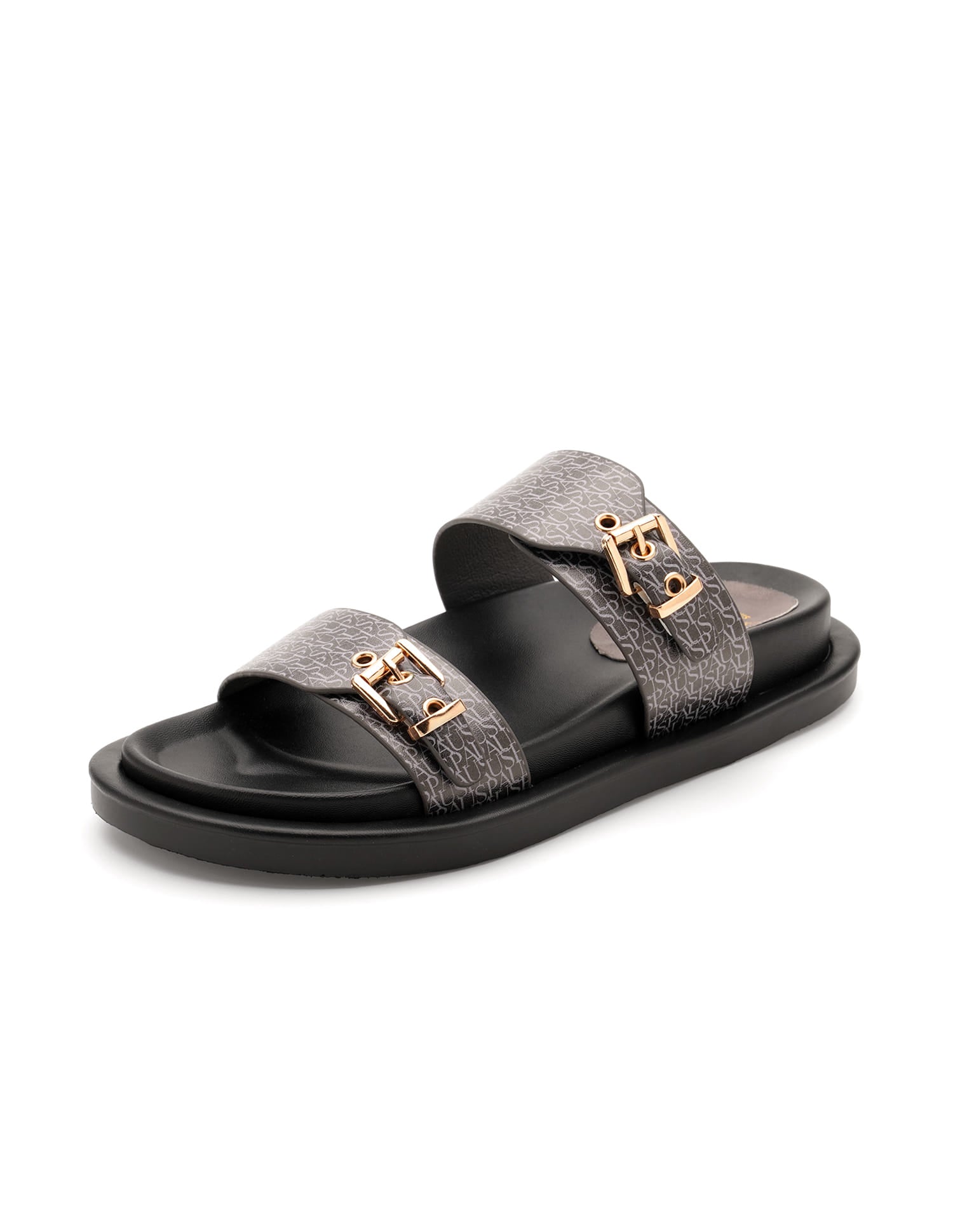 Maria Black Monogram Print Footbed Flats Black - U.S. Polo Assn. India | Large