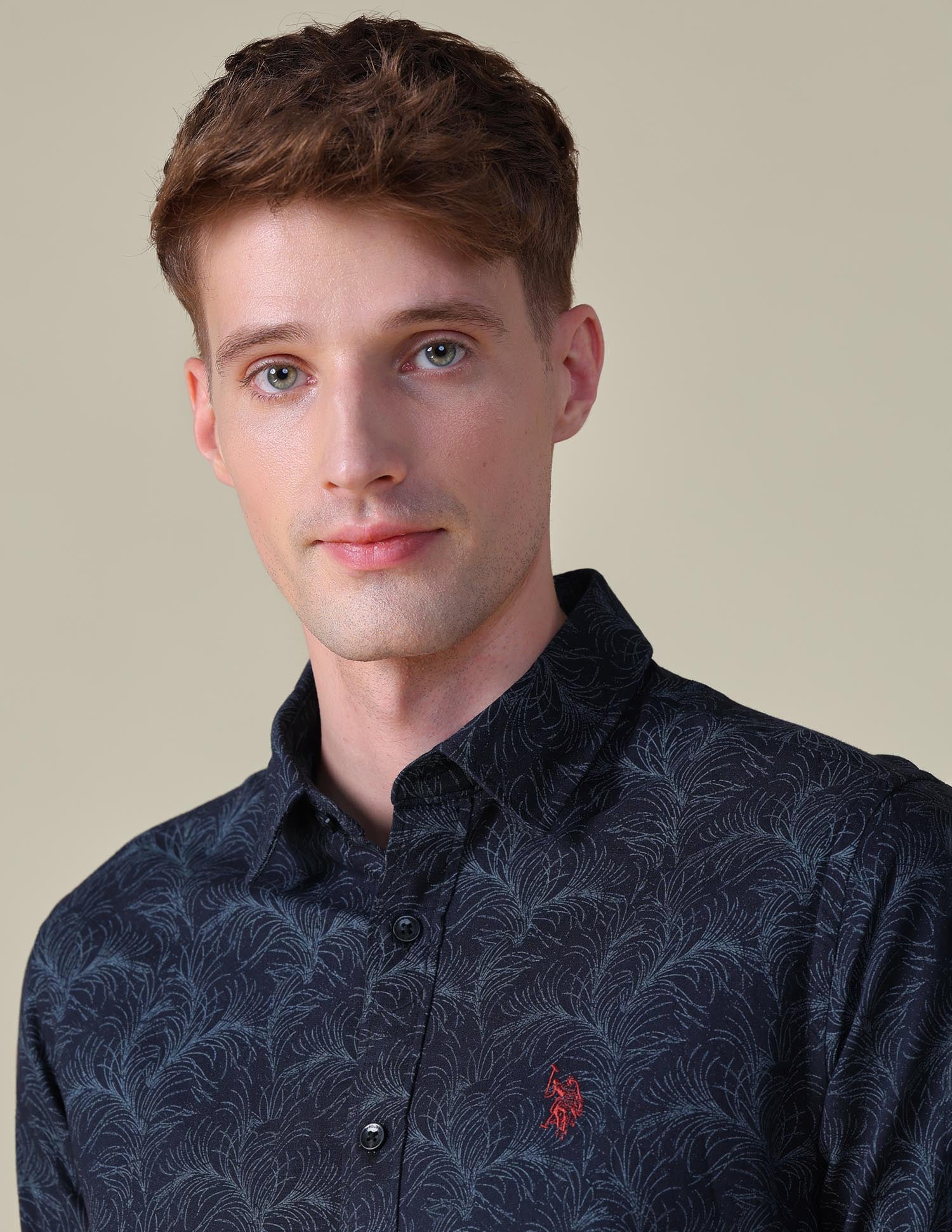 Oxford All Over Printed Shirt Black - U.S. POLO ASSN. | Large