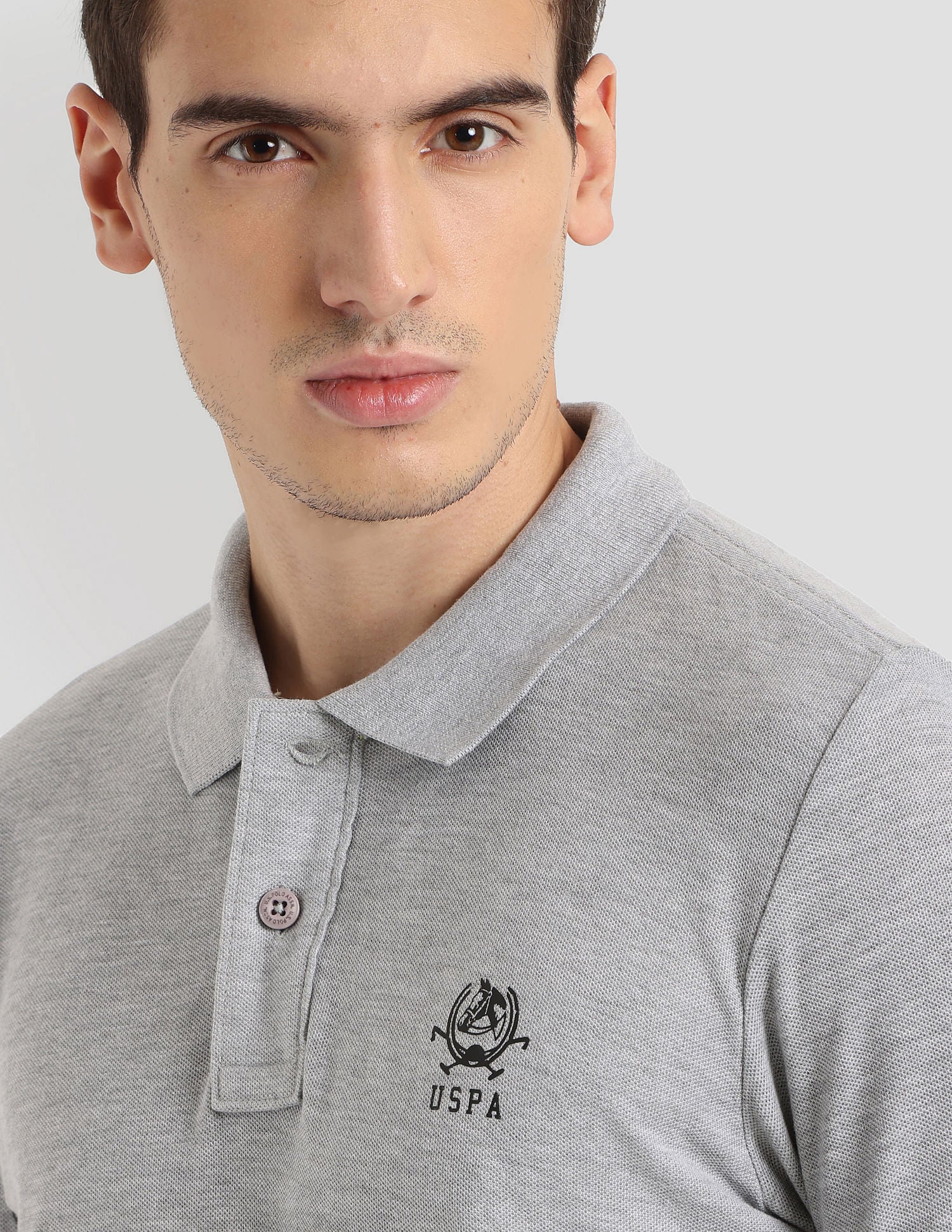 Diagonal Colour Block Active Polo Shirt Grey - U.S. Polo Assn. India | Large