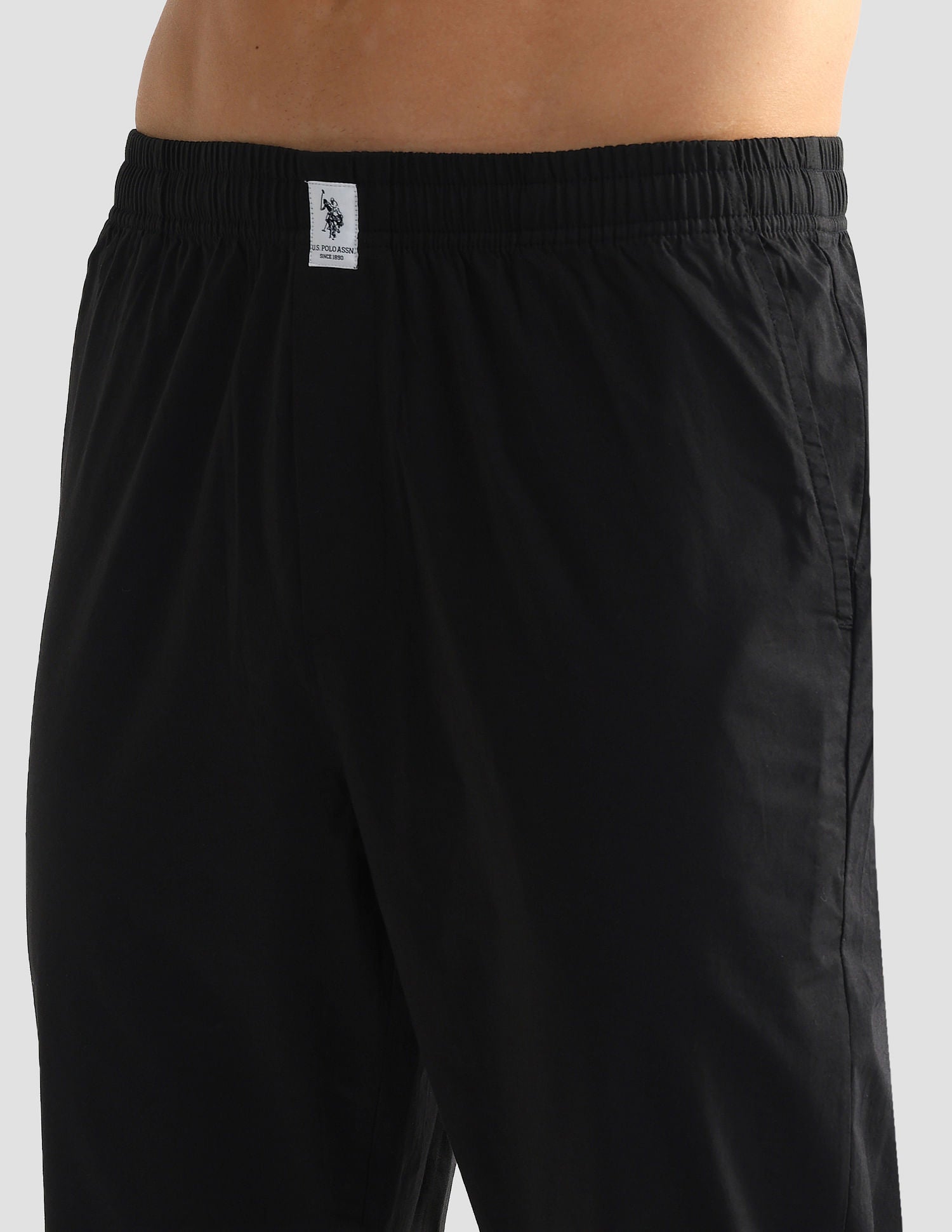 Mid Rise Solid OELP6 Lounge Track Pants - Pack Of 1 Black - U.S. POLO ASSN. | Large