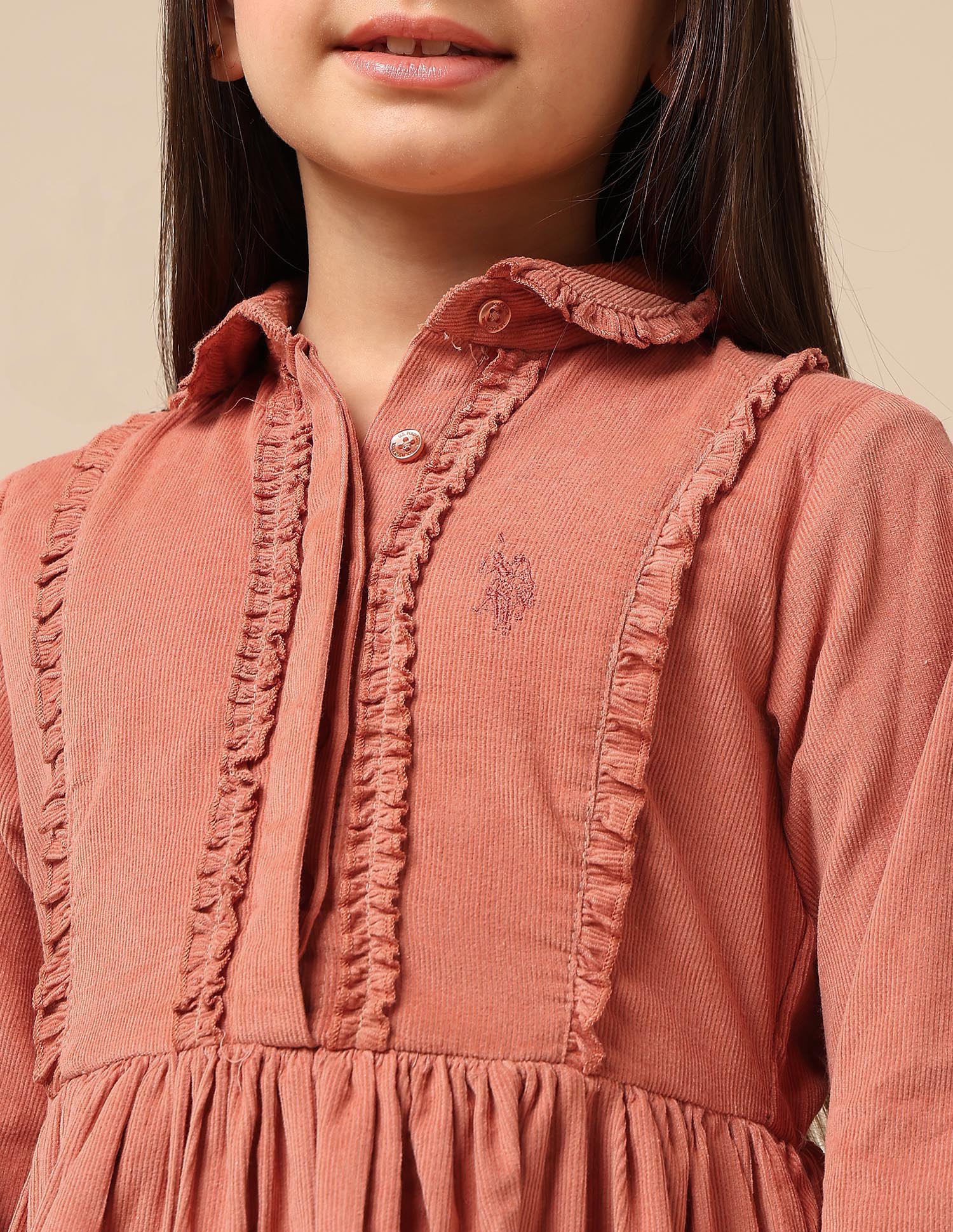Girls Solid Shirt Dress Rust - U.S. POLO ASSN. | Large
