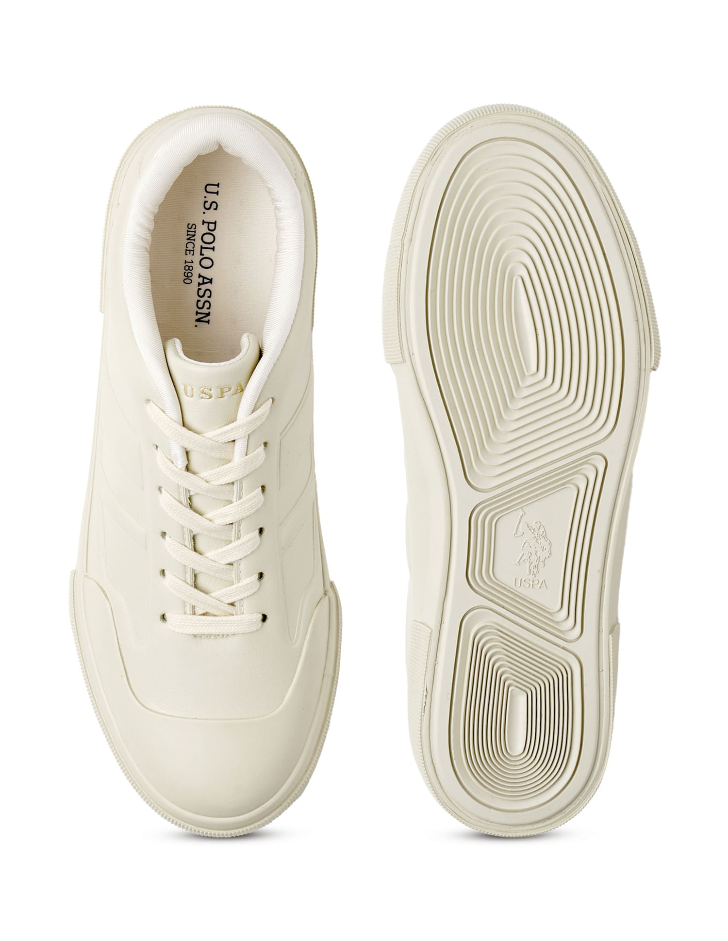 Men Solid Levi Sneakers Beige - U.S. Polo Assn. India | Large