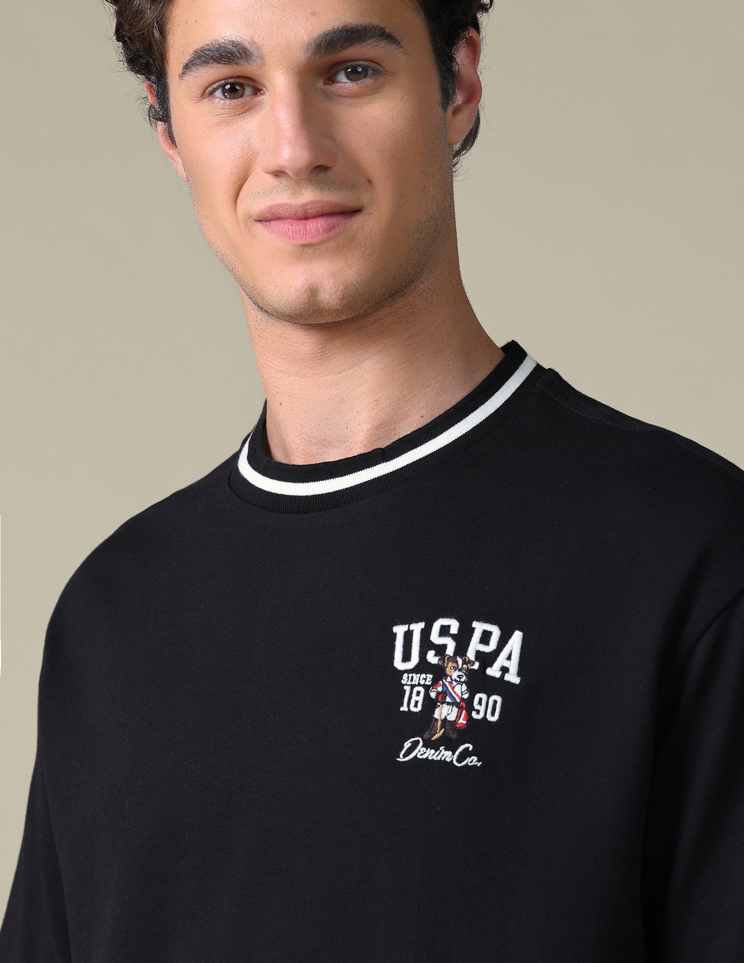 Relaxed Fit Solid T-Shirt Black - U.S. Polo Assn. India | Large