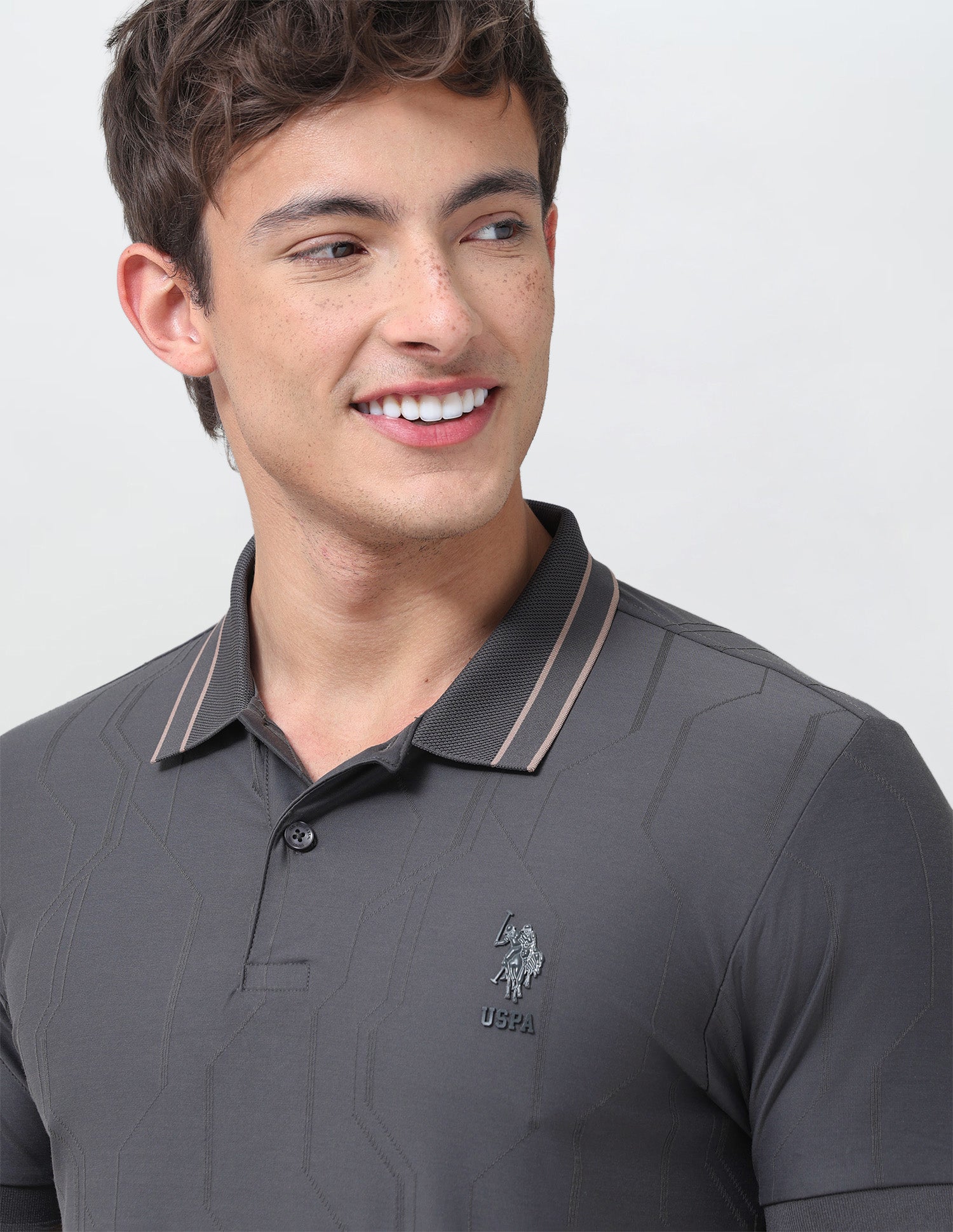Solid Slim Fit Polo Shirt Grey - U.S. Polo Assn. India | Large