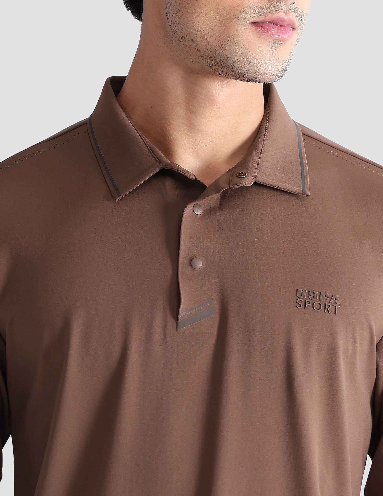 Solid Regular Fit Active Polo Shirt Brown - U.S. POLO ASSN. | Large
