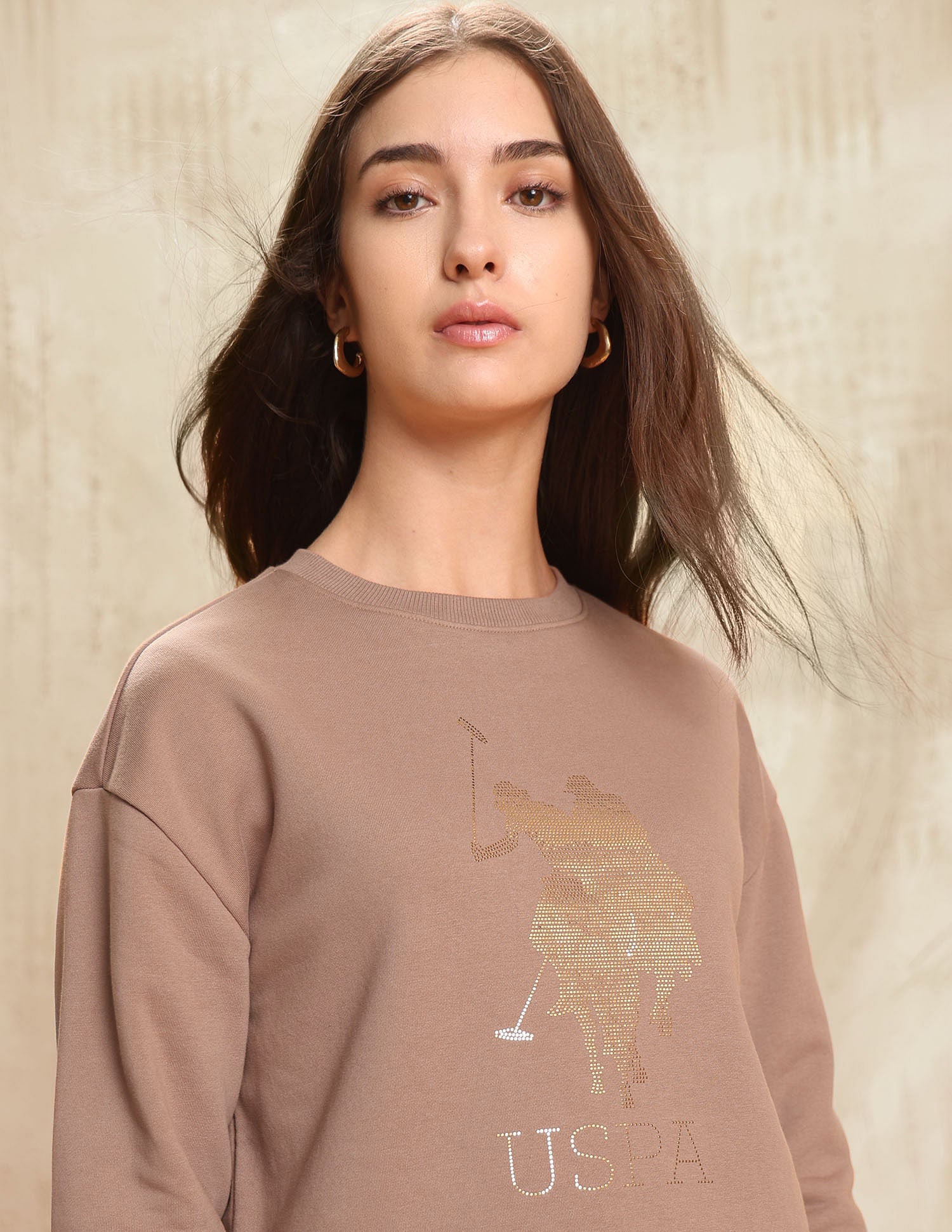 Drop Shoulder Brand Printed Sweatshirt Brown - U.S. POLO ASSN. | Large