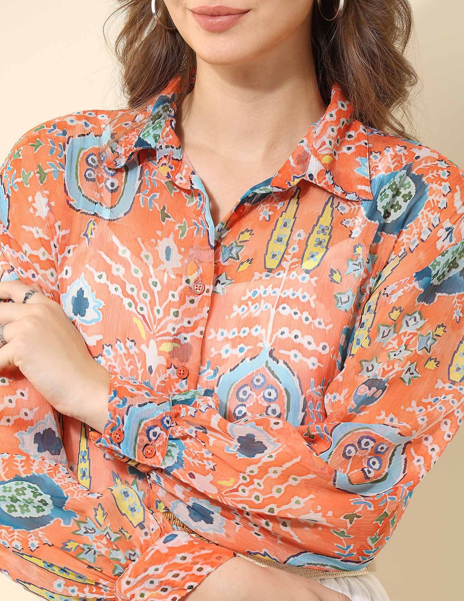 Relaxed Fit Chiffon Sheer Shirt Multi-colour - U.S. POLO ASSN. | Large