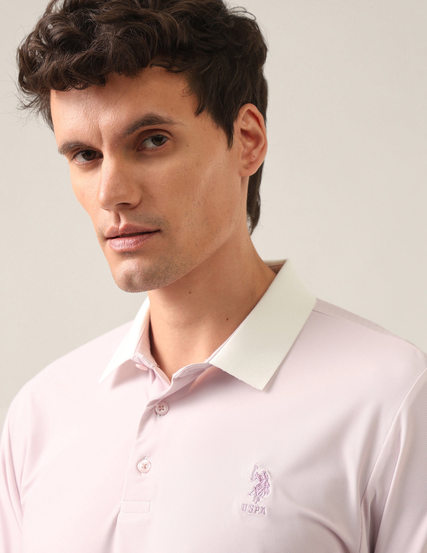 Solid Slim Fit Polo Shirt Pink - U.S. Polo Assn. India | Large