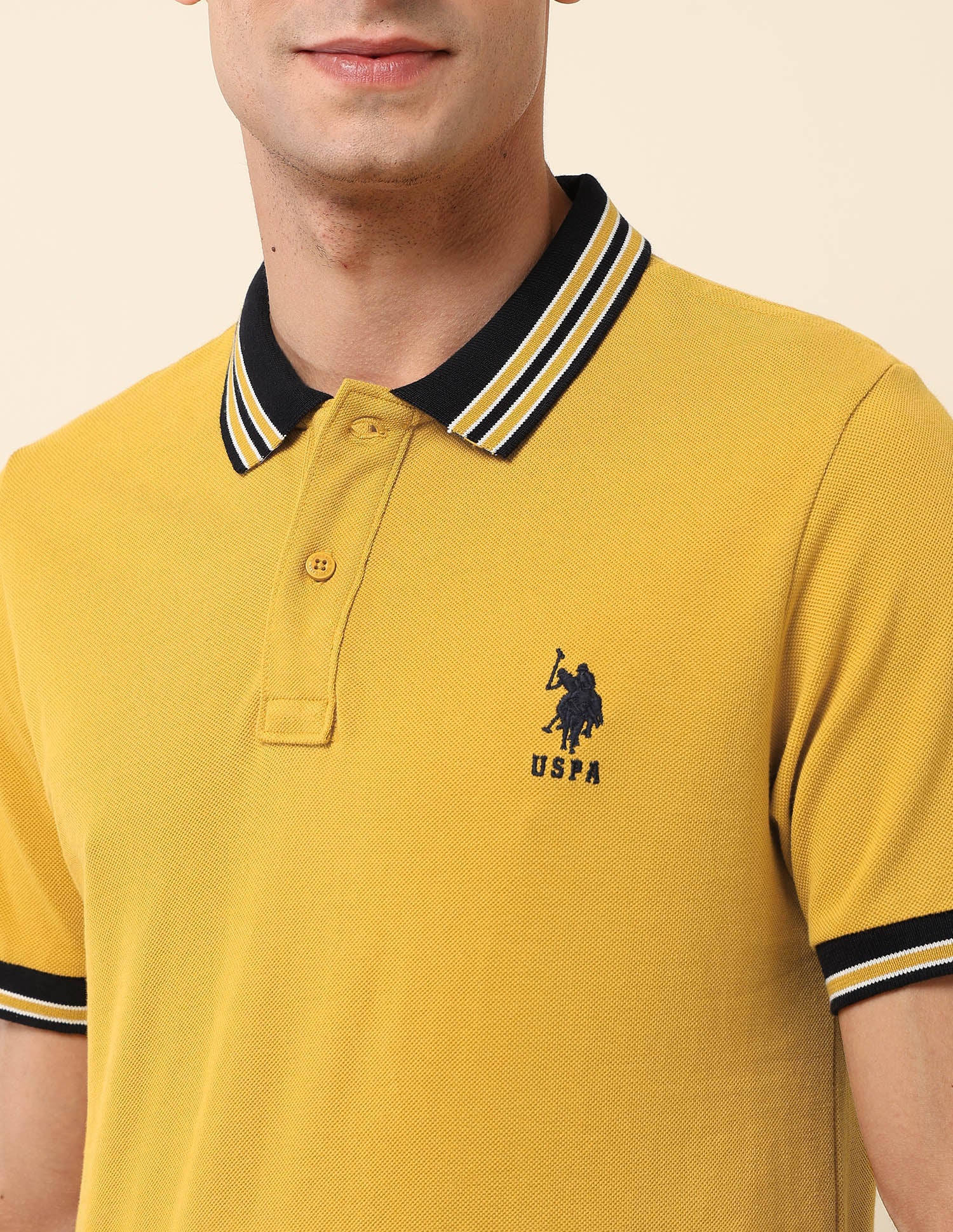 Pure Cotton Slim Fit Polo Shirt Yellow - U.S. Polo Assn. India | Large