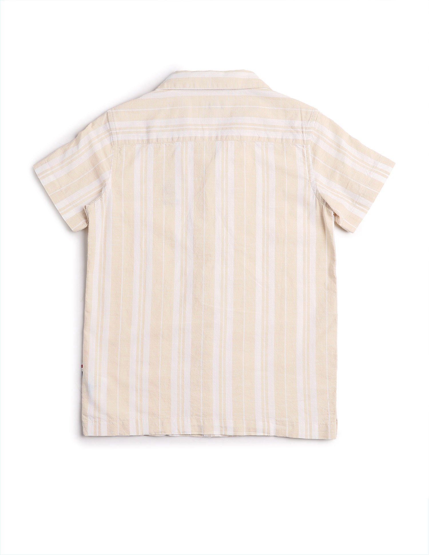 Boys Vertical Striped Cuban Shirt Beige - U.S. POLO ASSN. | Large
