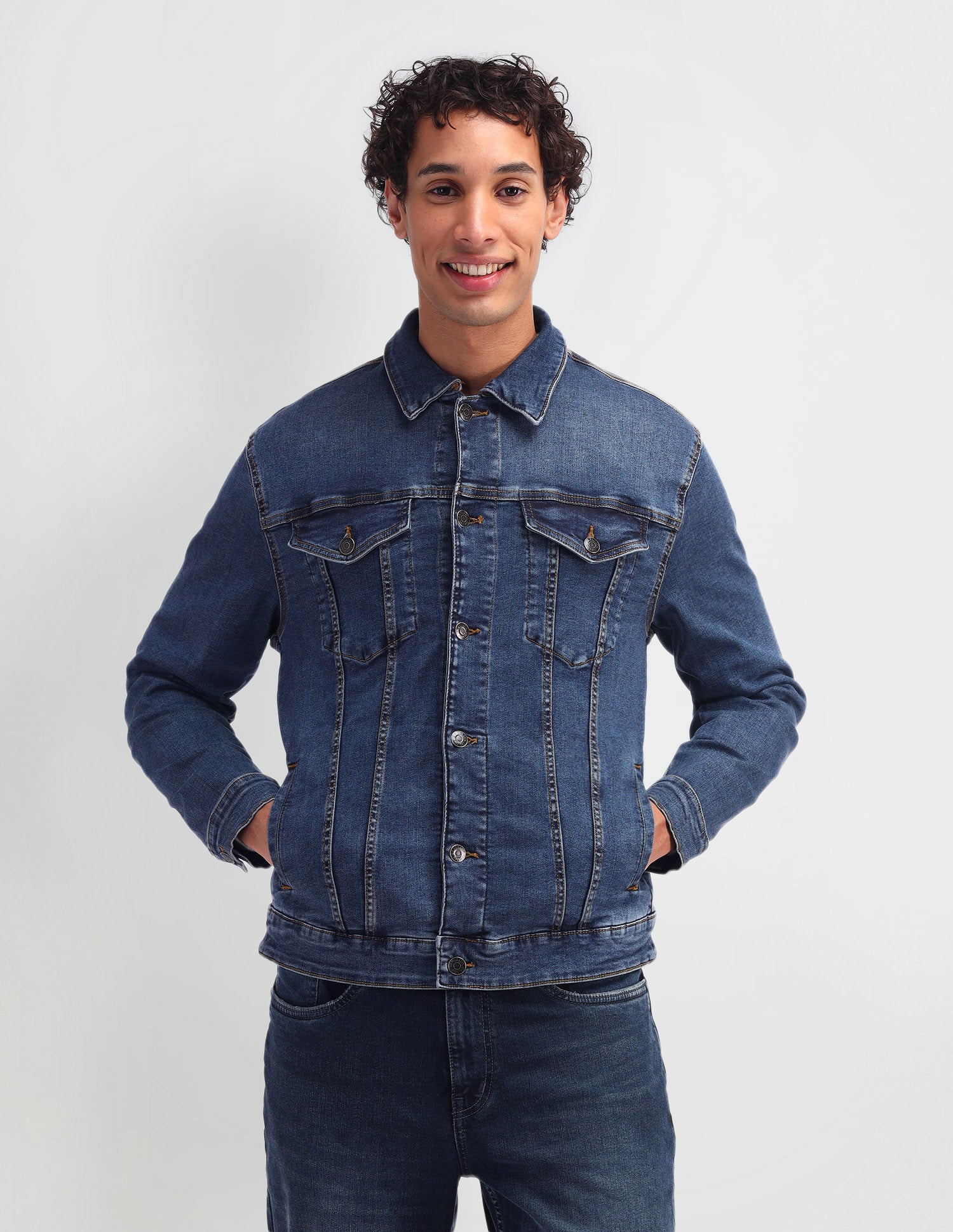 Solid Regular Fit Jacket Blue - U.S. POLO ASSN. | Large