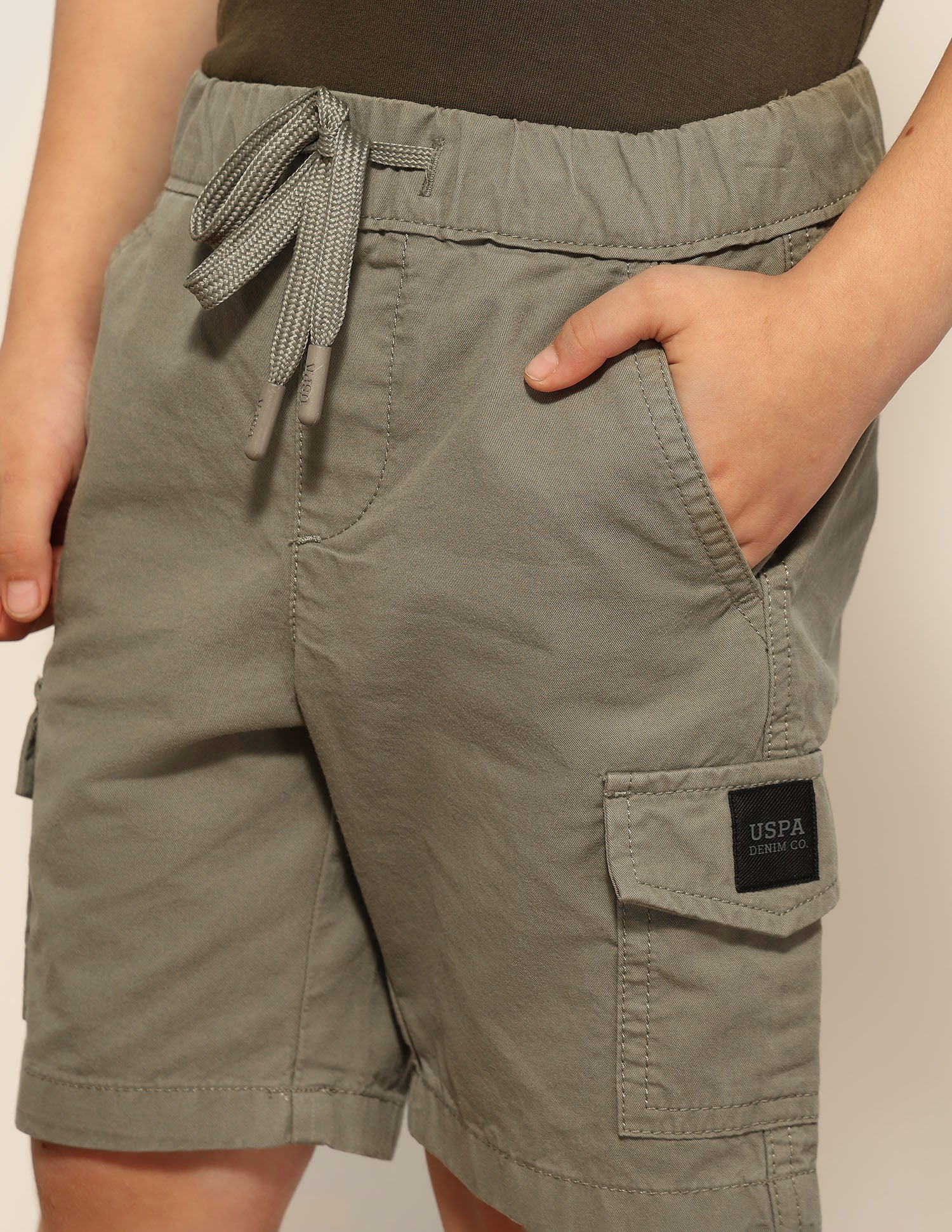 Boys Twill Cargo Shorts Light Olive - U.S. POLO ASSN. | Large