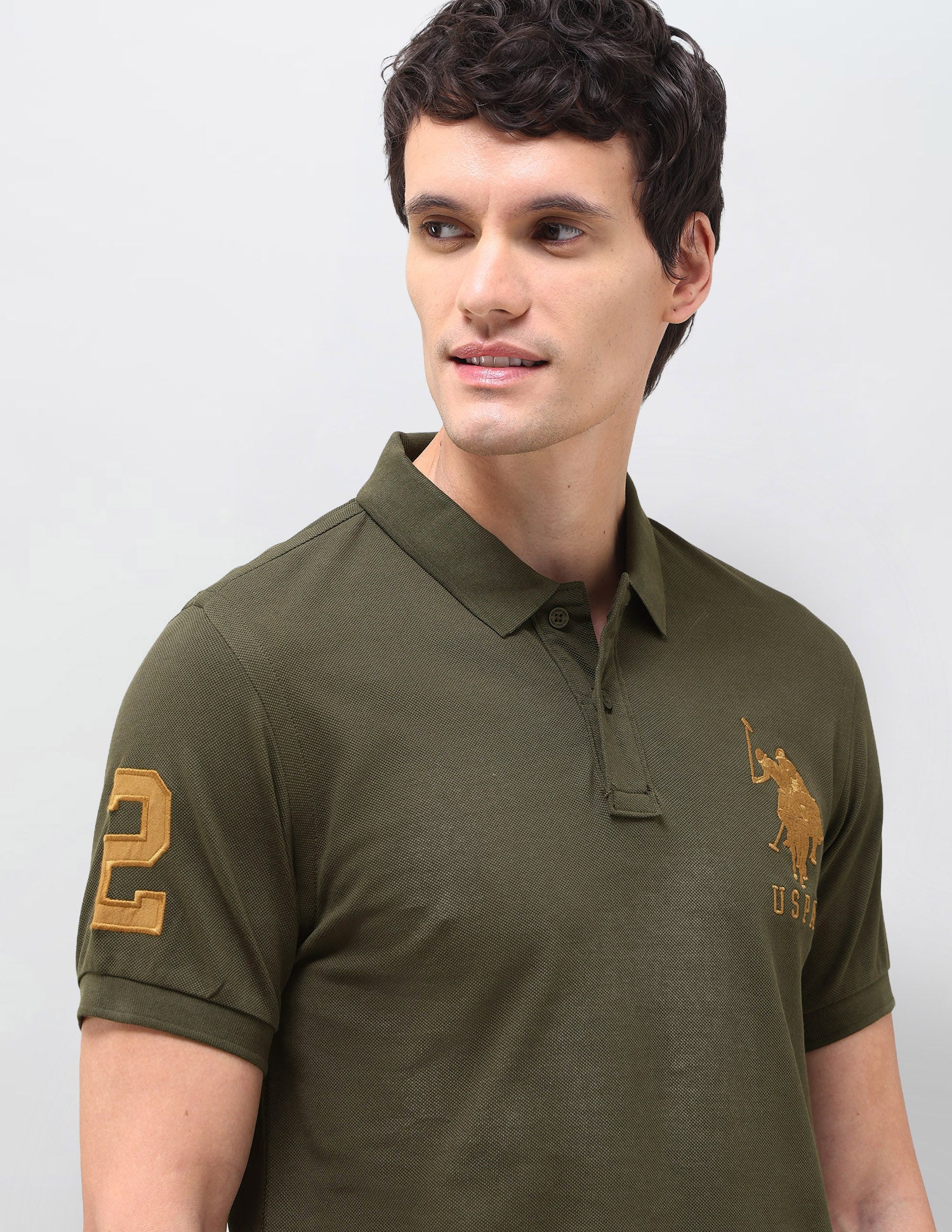 Solid Slim Fit Polo Shirt Green - U.S. Polo Assn. India | Large