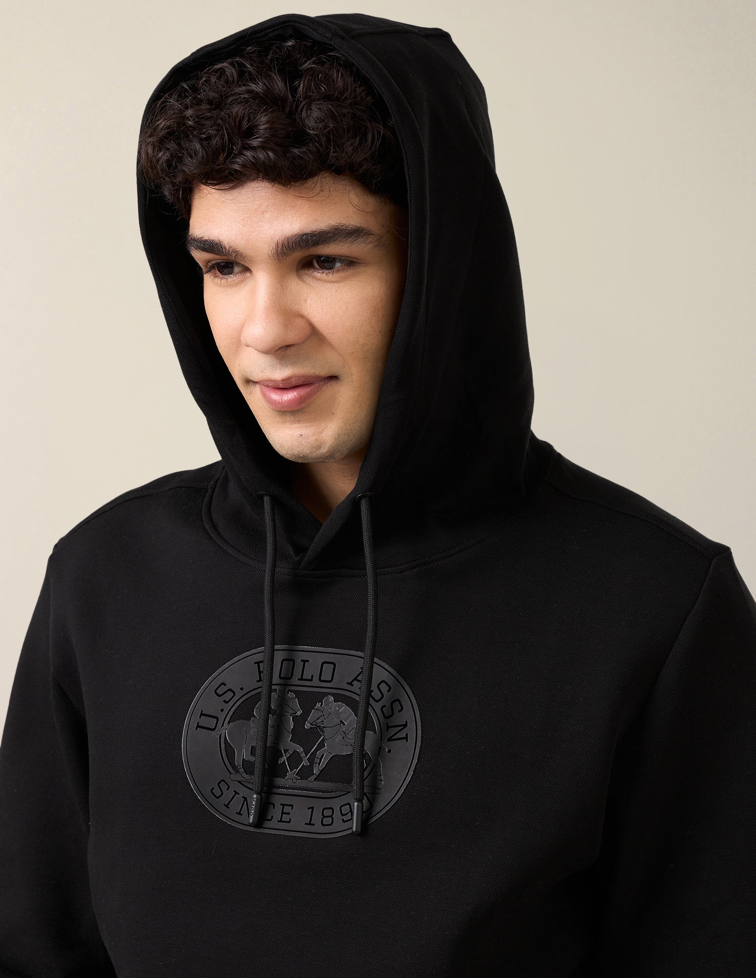 Brand Embossed Regular Fit Sweatshirt Black - U.S. Polo Assn. India | Large