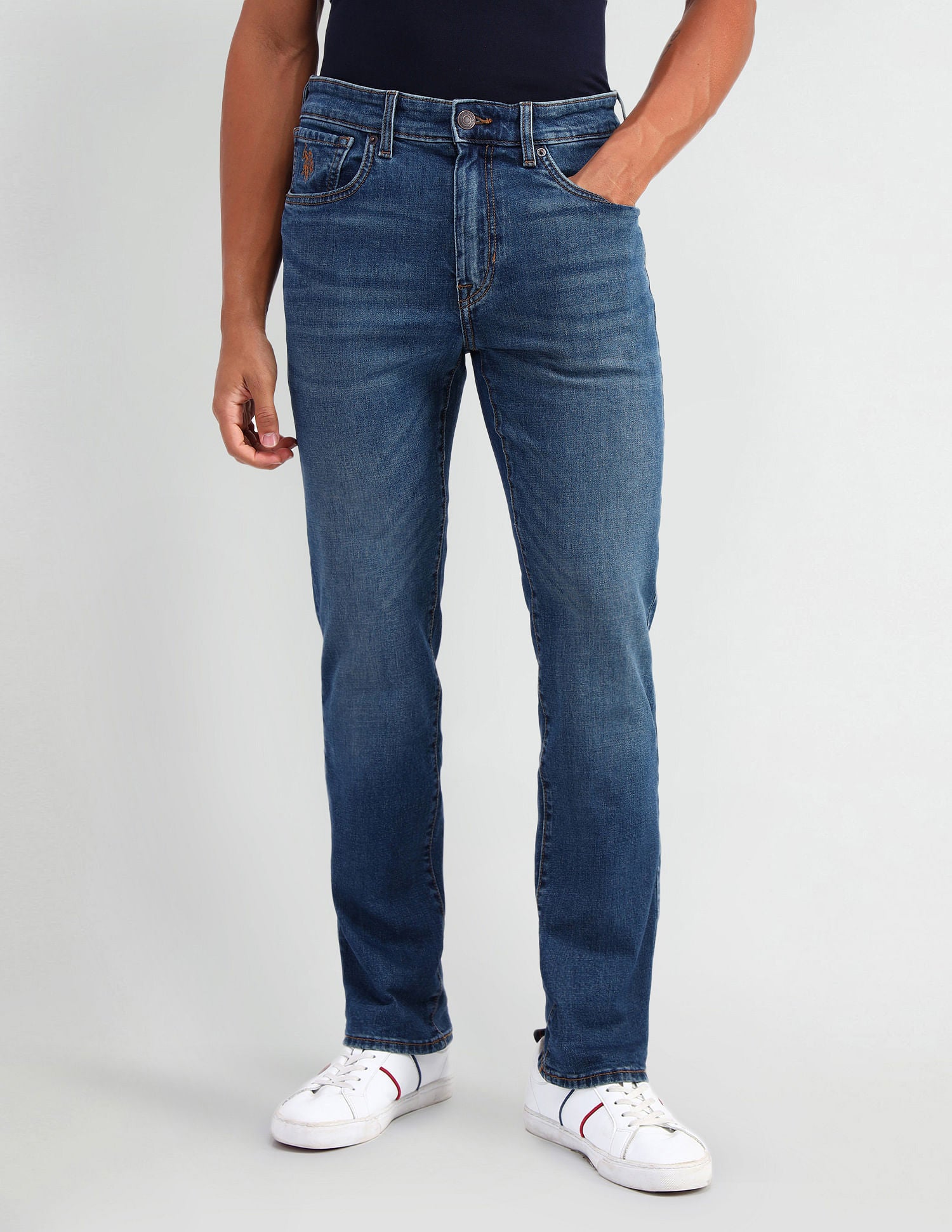 Harold Slim Straight Fit Blue Jeans Blue - U.S. Polo Assn. India | Large