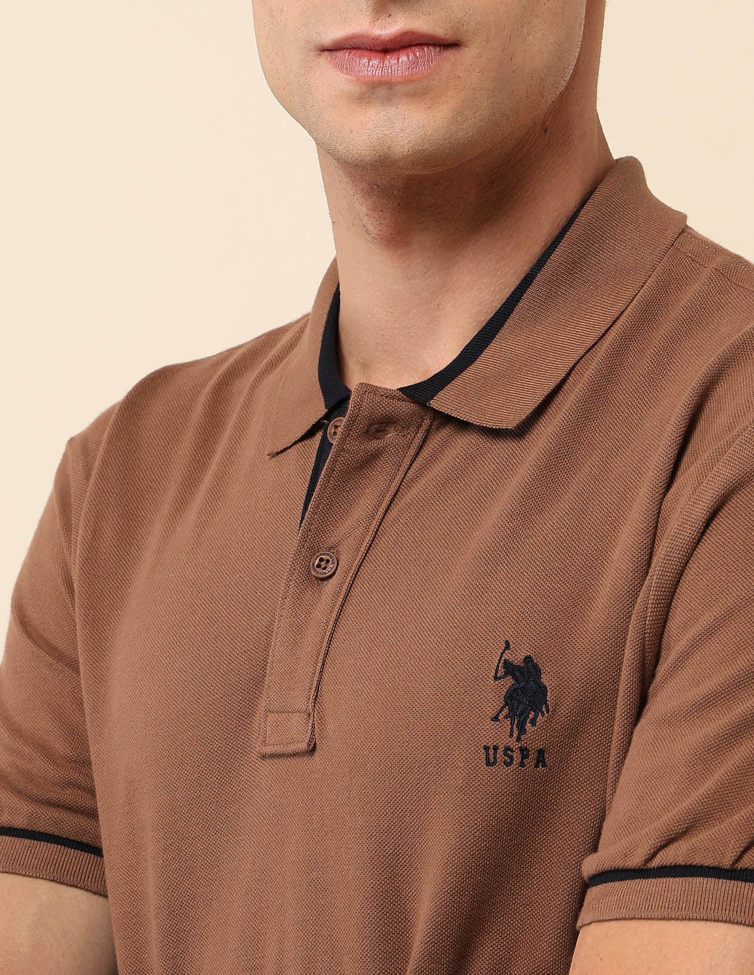 Pure Cotton Slim Fit Polo Shirt Brown - U.S. Polo Assn. India | Large