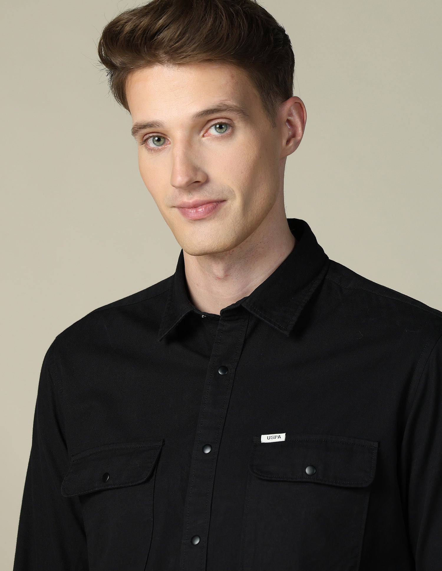 Solid Twill Shacket Black - U.S. POLO ASSN. | Large