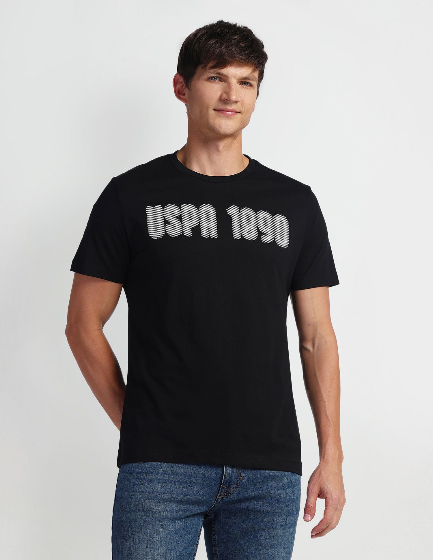 Brand Print Muscle Fit T-Shirt Black - U.S. POLO ASSN. | Large