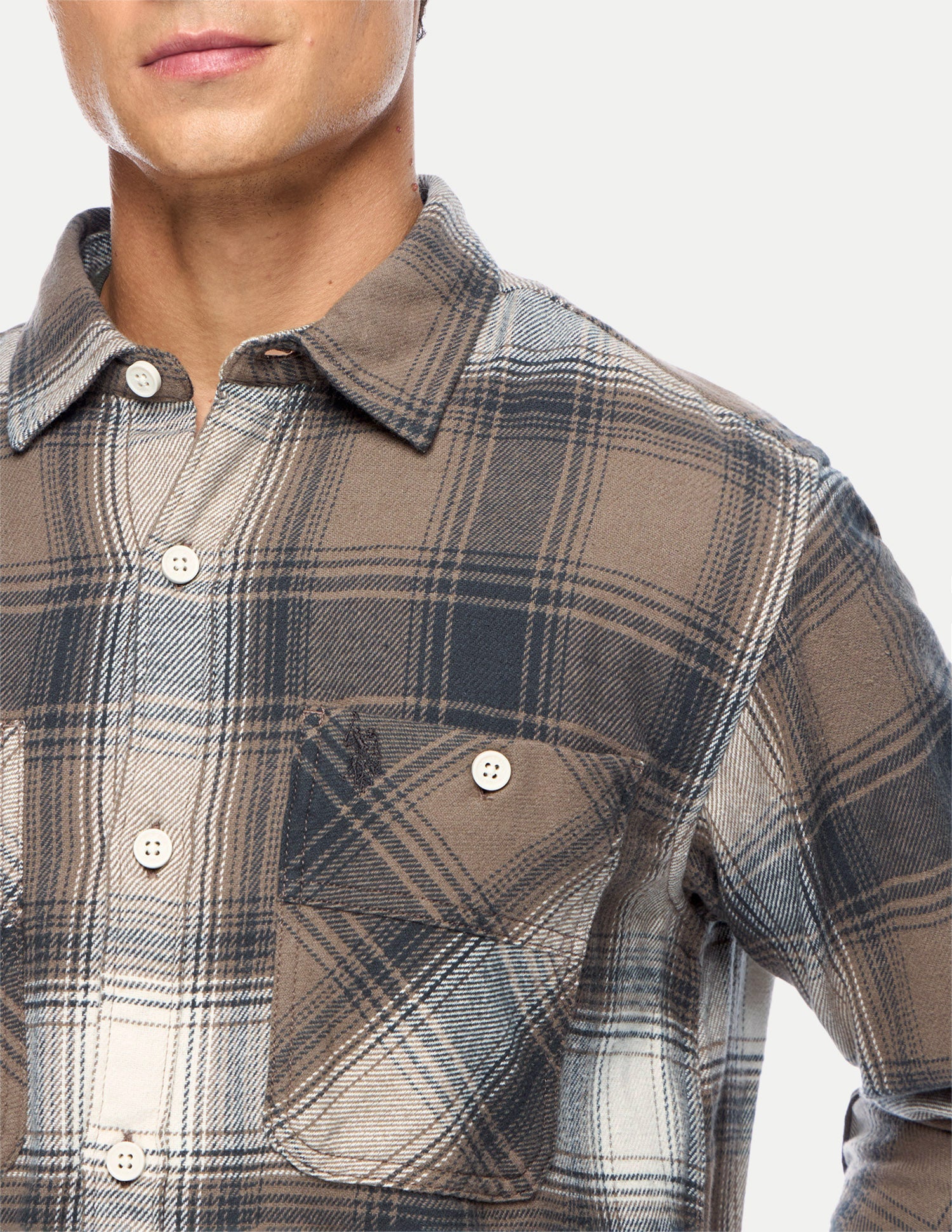 Checked Regular Fit Shacket Khaki - U.S. Polo Assn. India | Large