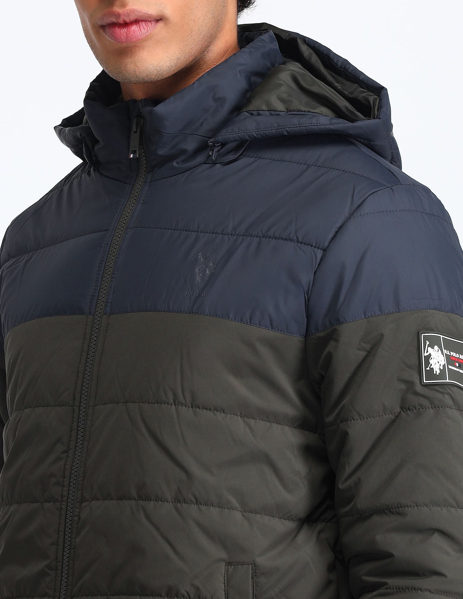 Regular Fit Colourblocked Padded Jacket Navy - U.S. Polo Assn. India | Large