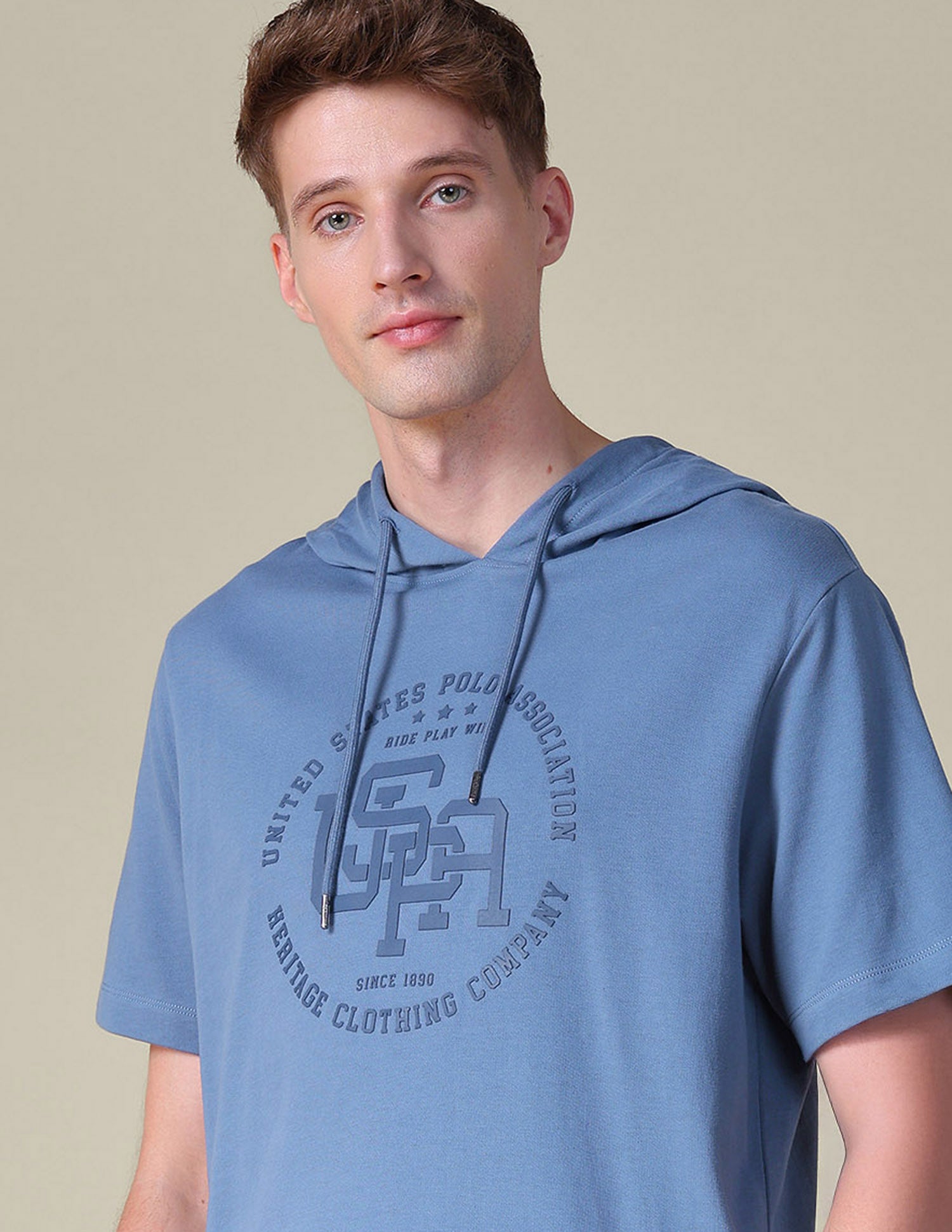 Hooded Relaxed Fit T-Shirt Blue - U.S. POLO ASSN. | Large