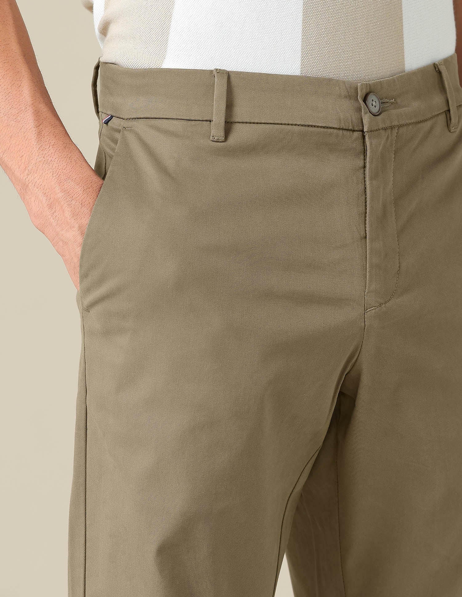 Denver Slim Fit Dobby Trousers Brown - U.S. POLO ASSN. | Large