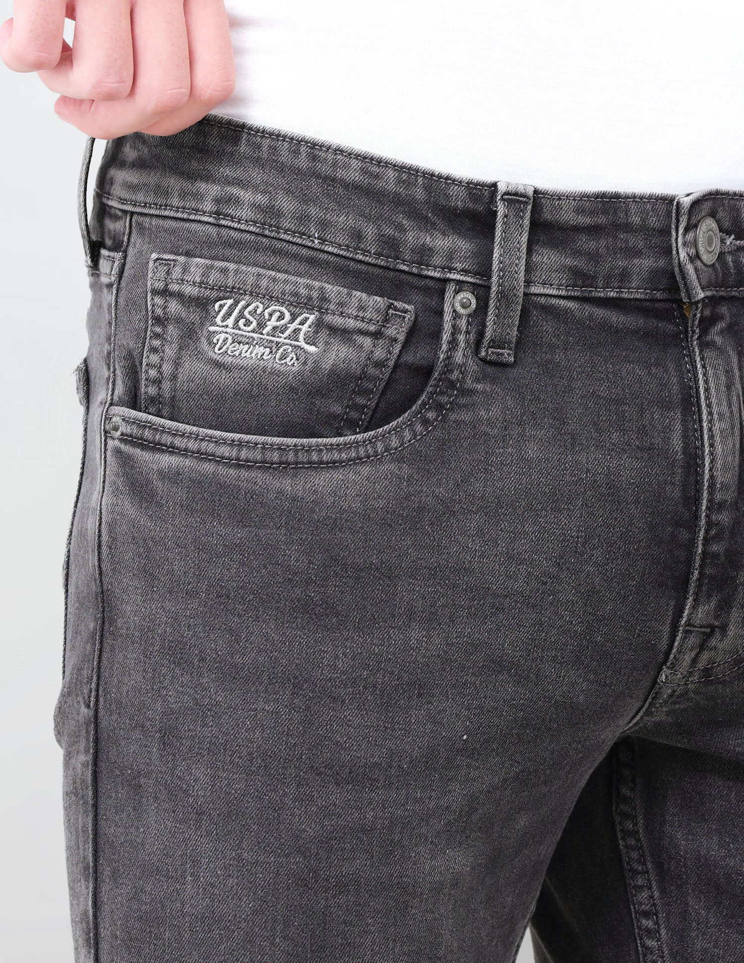Brandon Slim Tapered Fit Grey Jeans Grey - U.S. Polo Assn. India | Large